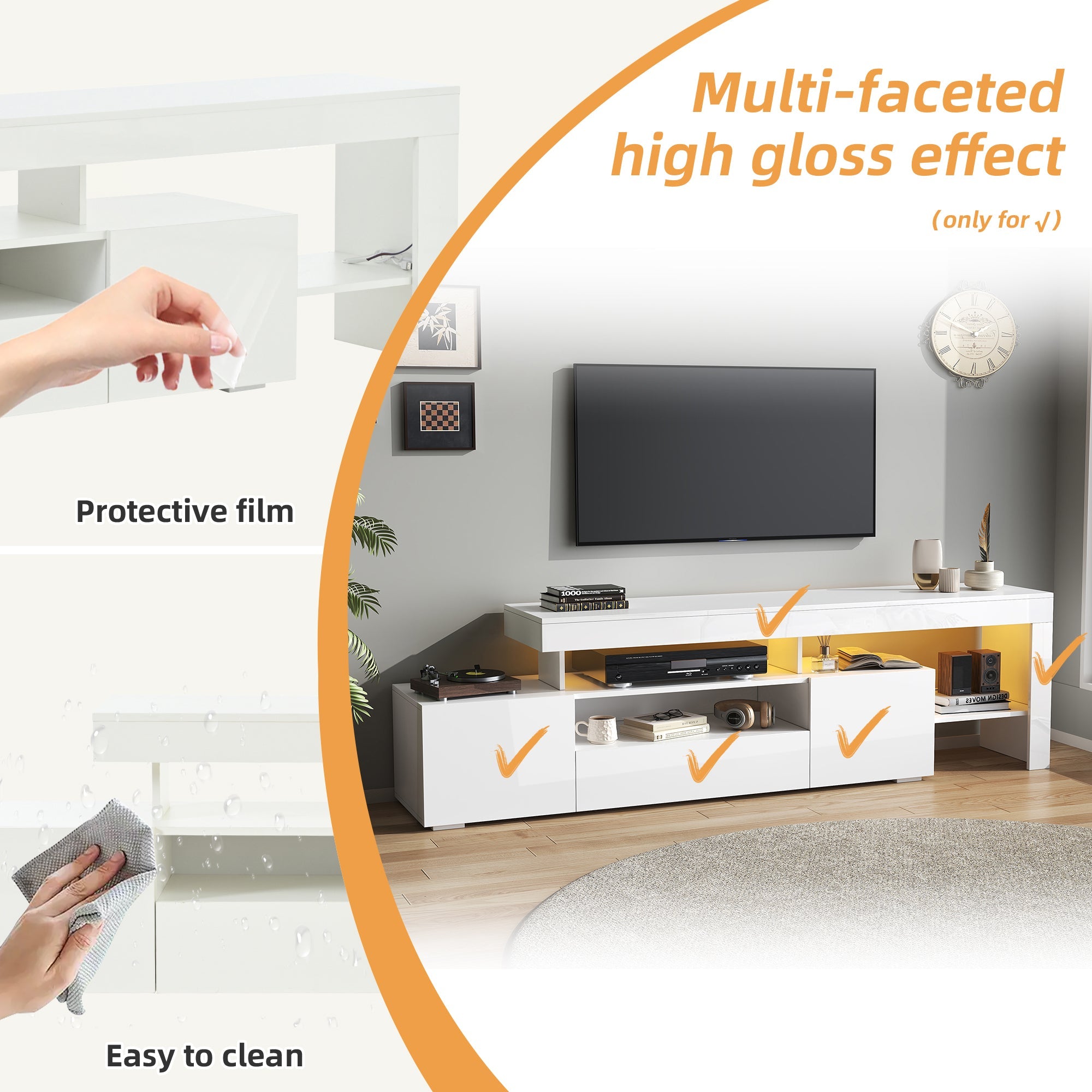 Logidon TV-meubel 192 x 37 x 53 cm witte hoogglans LED-verlichting