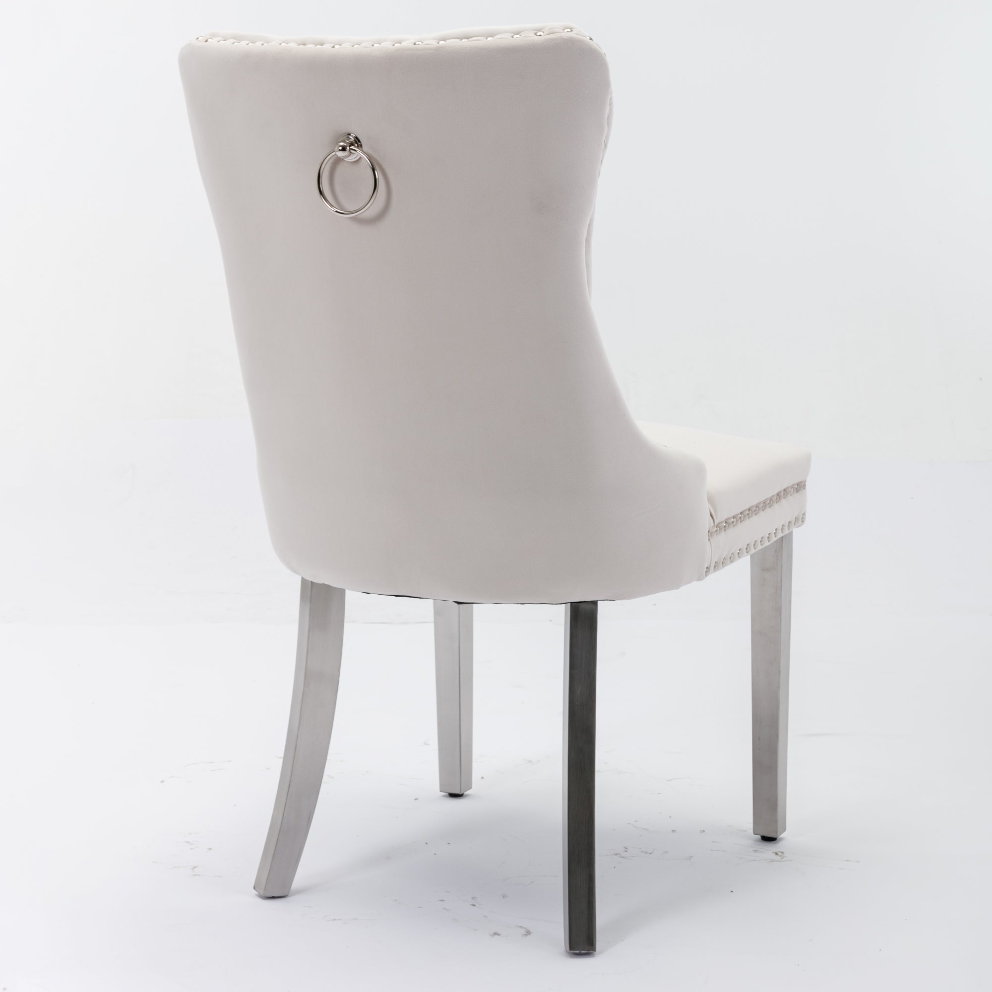 Logidon Nikki Collection beige fluwelen eetkamerstoelenset 2 met chromen poten