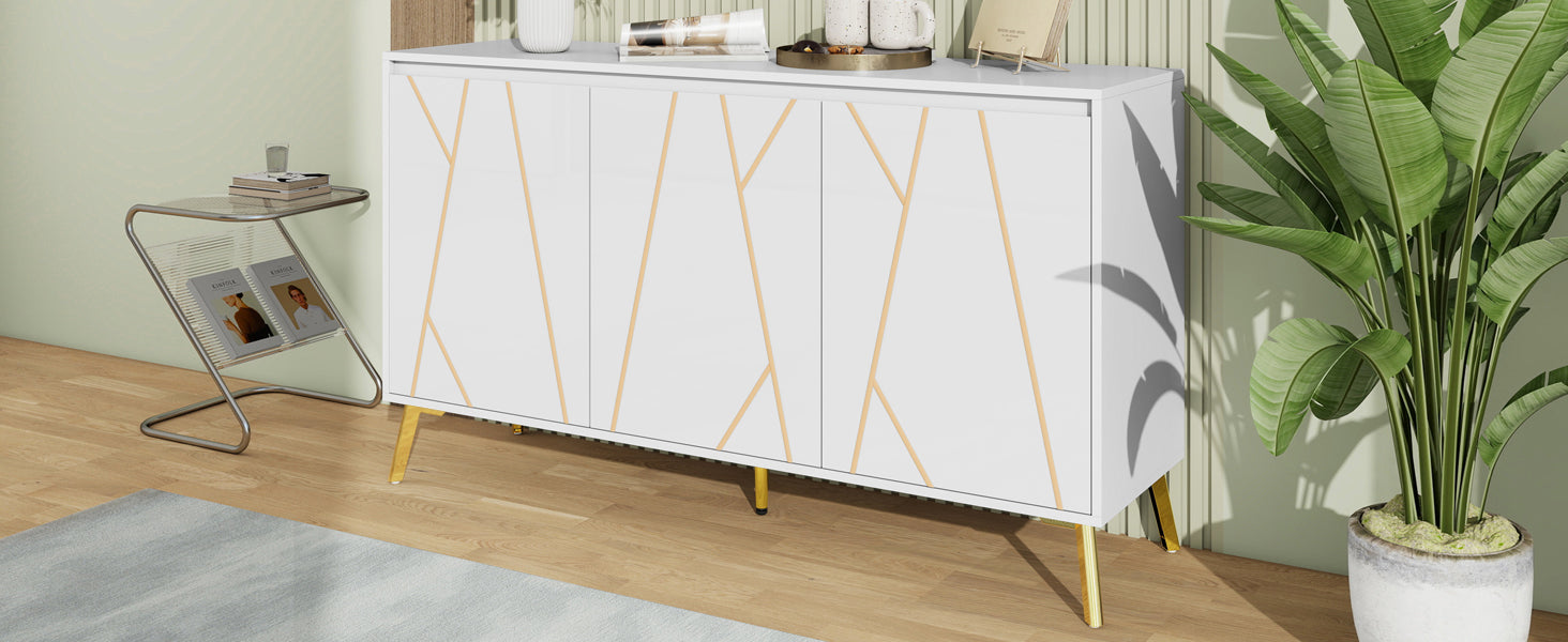 Logidon Dressoir Modern Wit 3-deurs Greeploos 140 cm