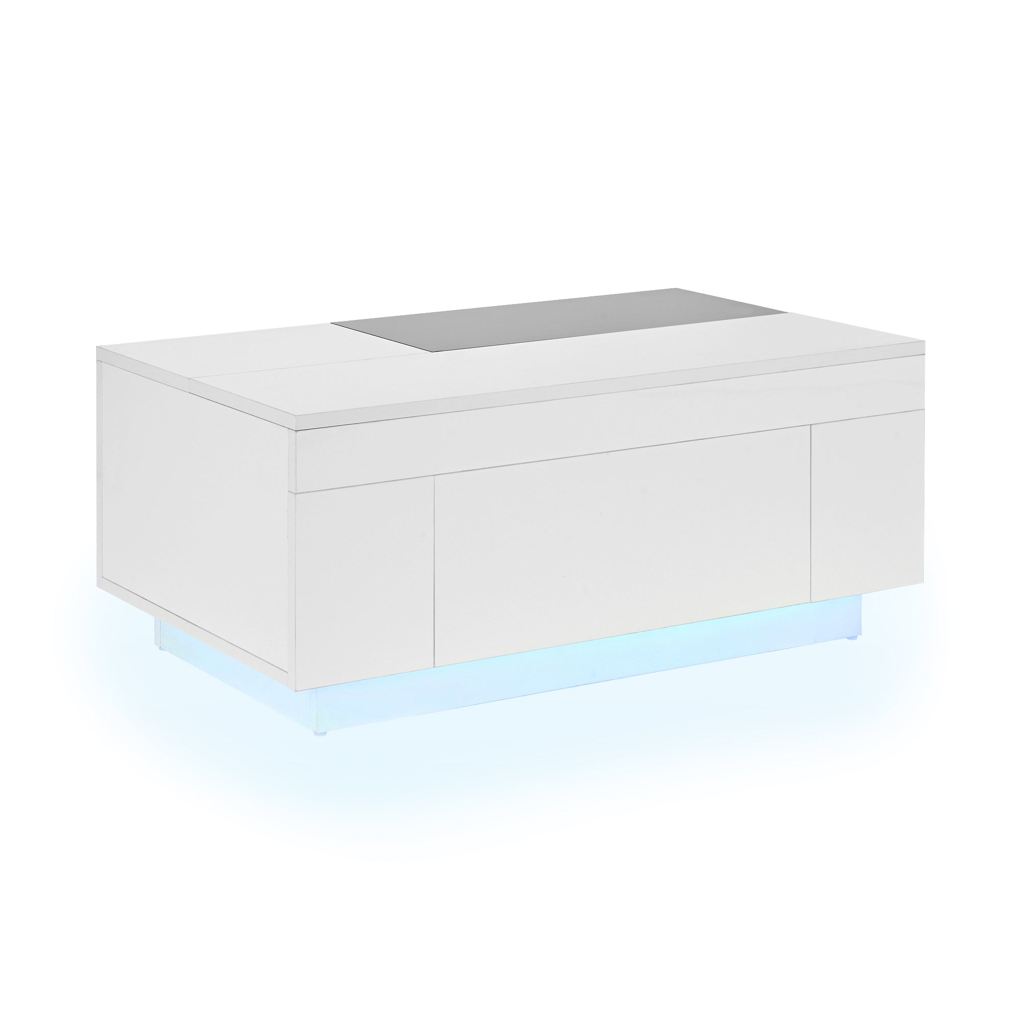 Logidon hoogglans salontafel met LED verlichting uitschuifbaar 80x50 wit