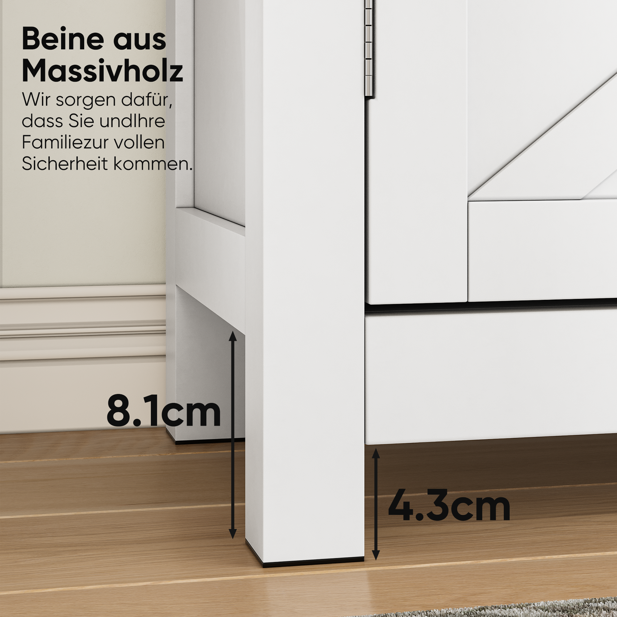 Logidon Farmhouse Buffet Box 76 cm White With Drawers Walnut Top