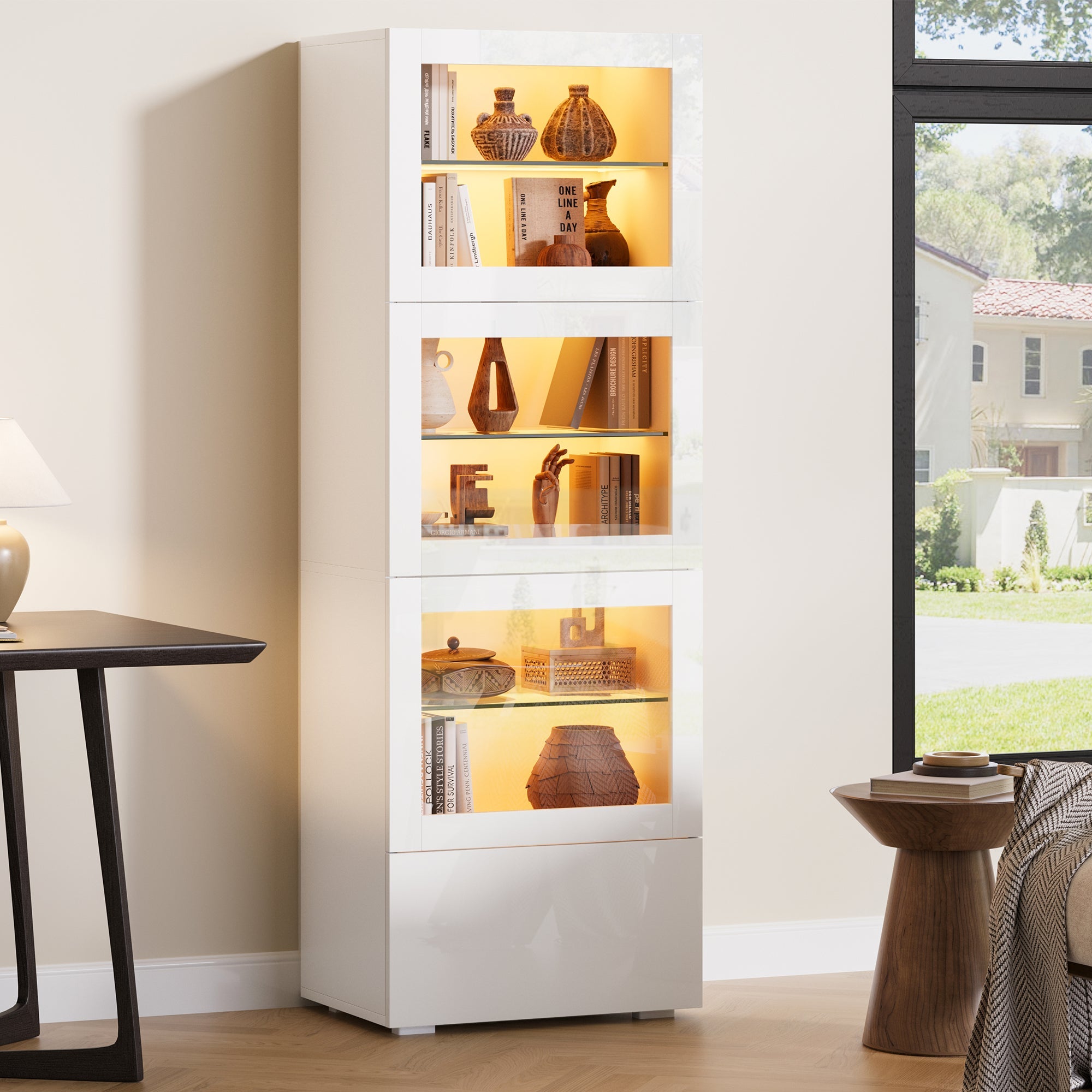 Logidon vitrine 60x40x173 cm wit hoogglans LED verlichting