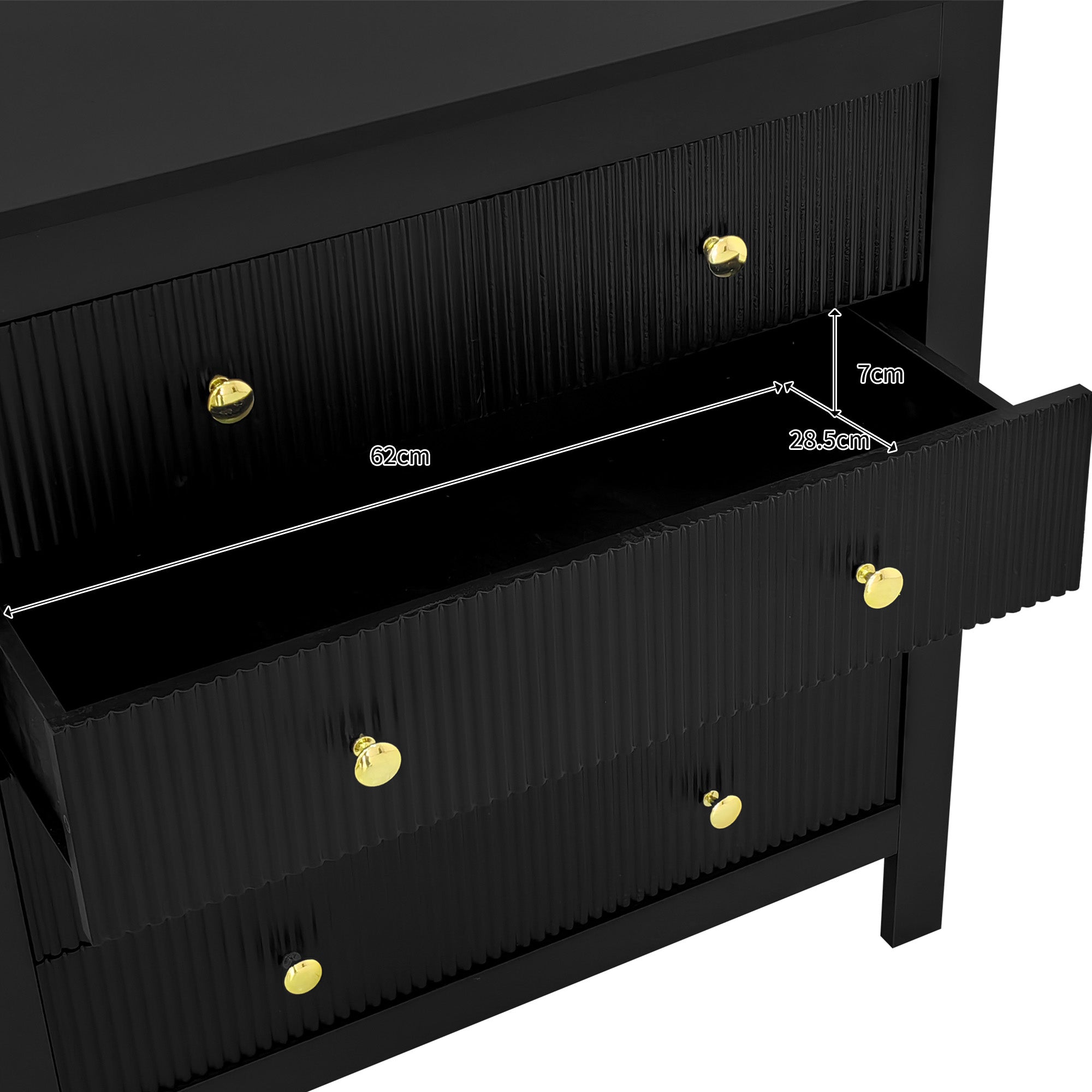 Logidon Dressoir 5 Laden Zwarte Ladekast Met Gouden Handgrepen 79 cm