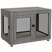 Logidon Hondenkooi Hout Grijs Met 2 Deurtjes 94x60x71,5 cm