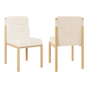 Logidon eetkamerstoelen set van 2 beige Sherpa stof eikenhoutlook