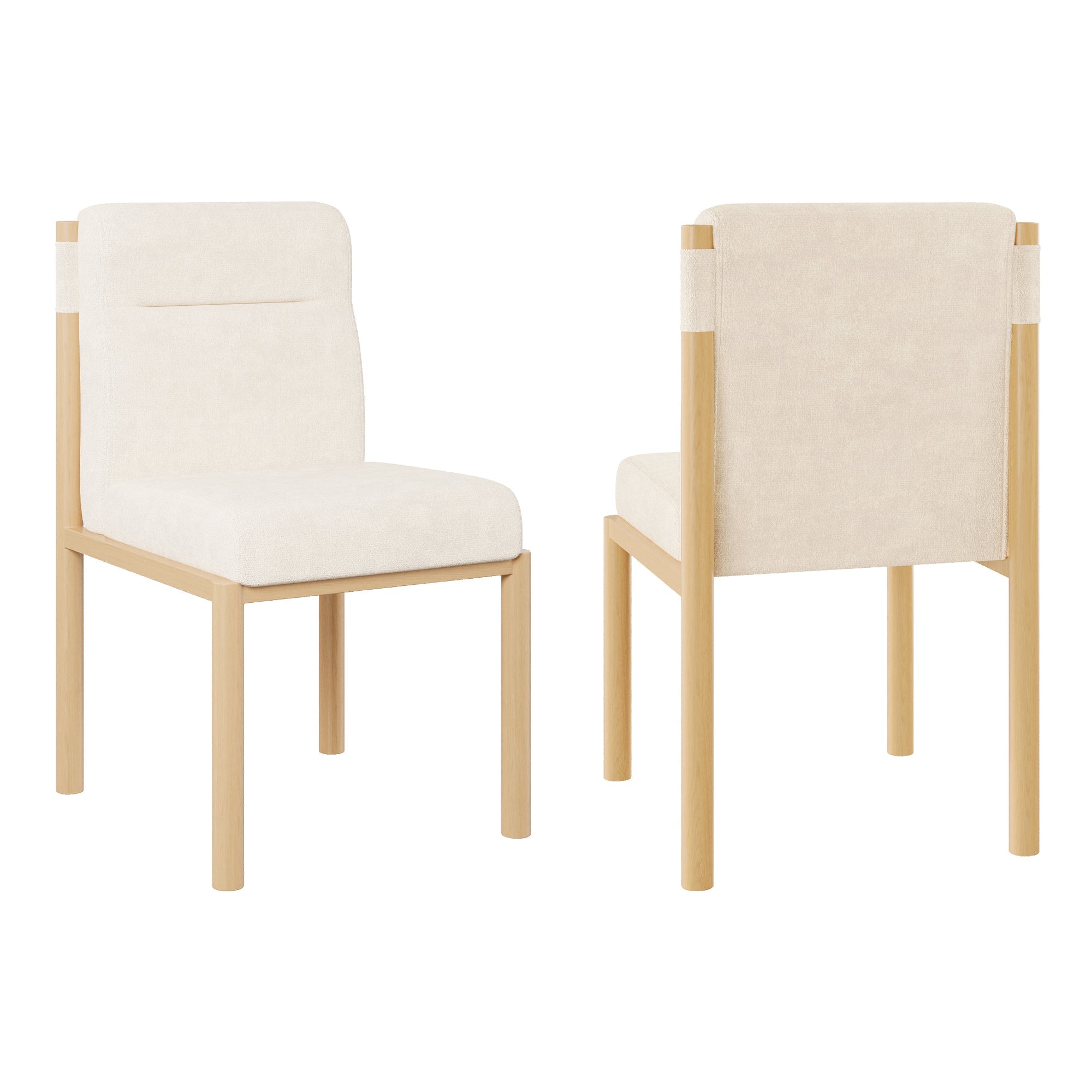Logidon eetkamerstoelen set van 2 beige Sherpa stof eikenhoutlook