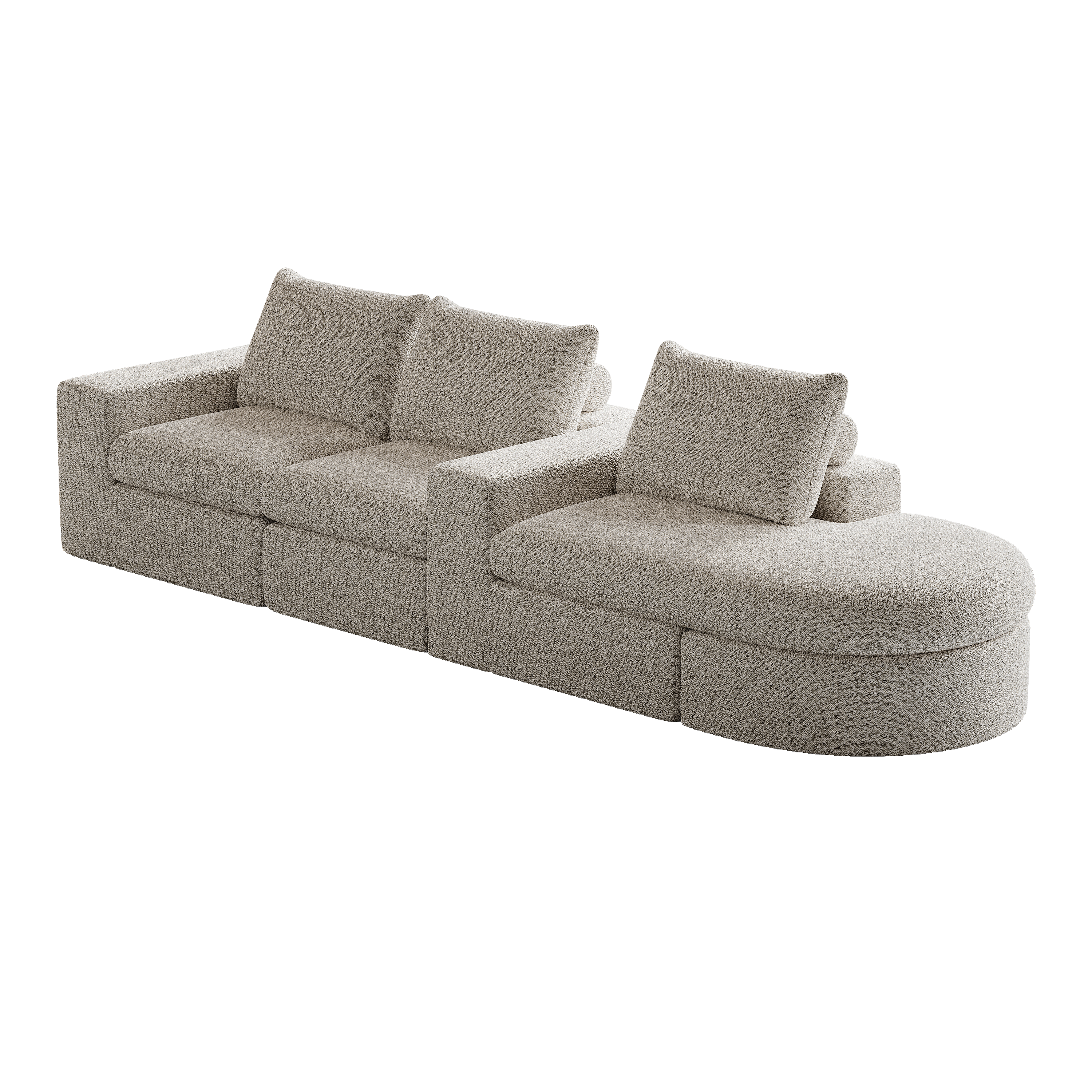Logidon Modulair Chenille Sofa 3-zits Hoekbank Ligstoel Beige