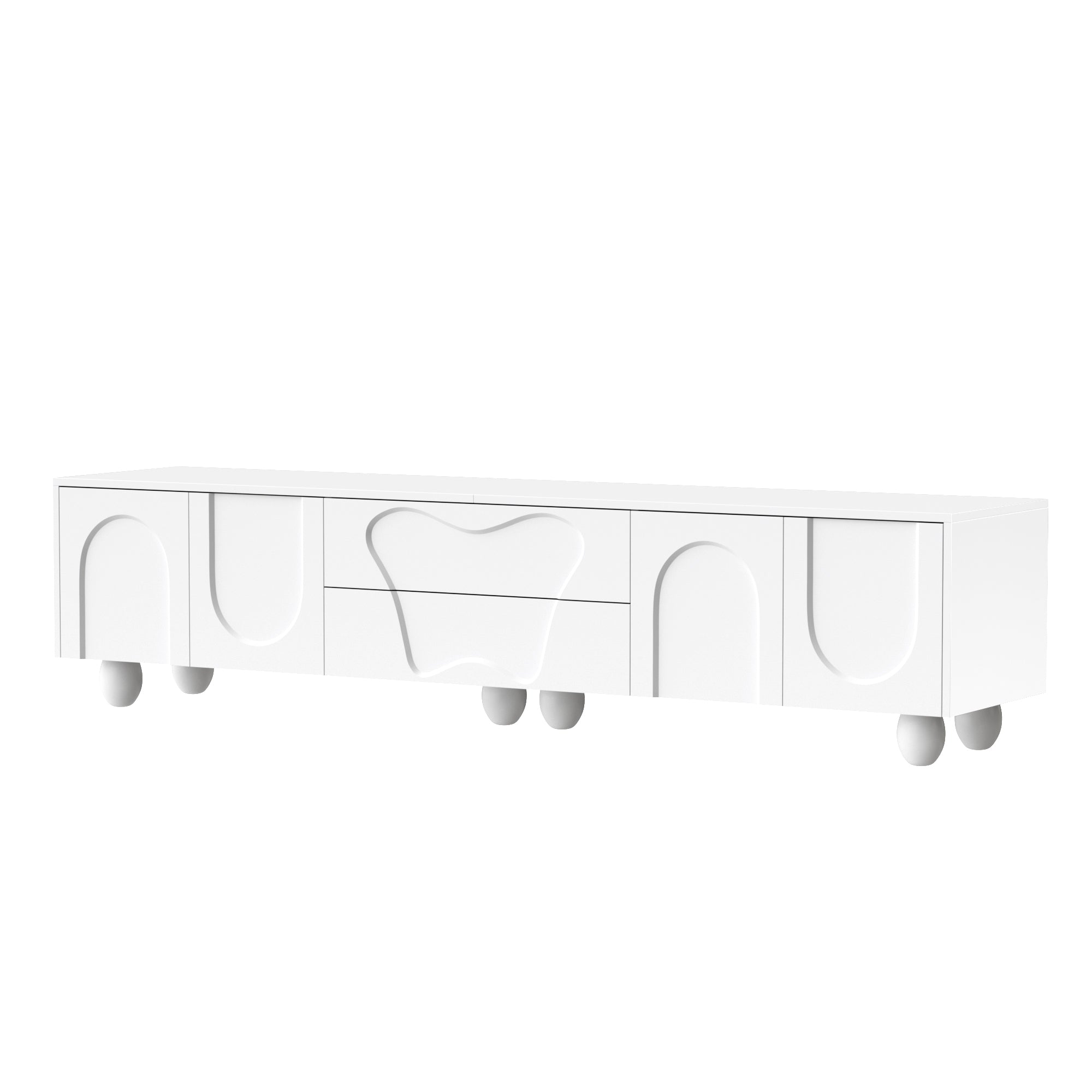 Logidon TV-meubel 180 cm wit met massief houten poten Minimalistisch