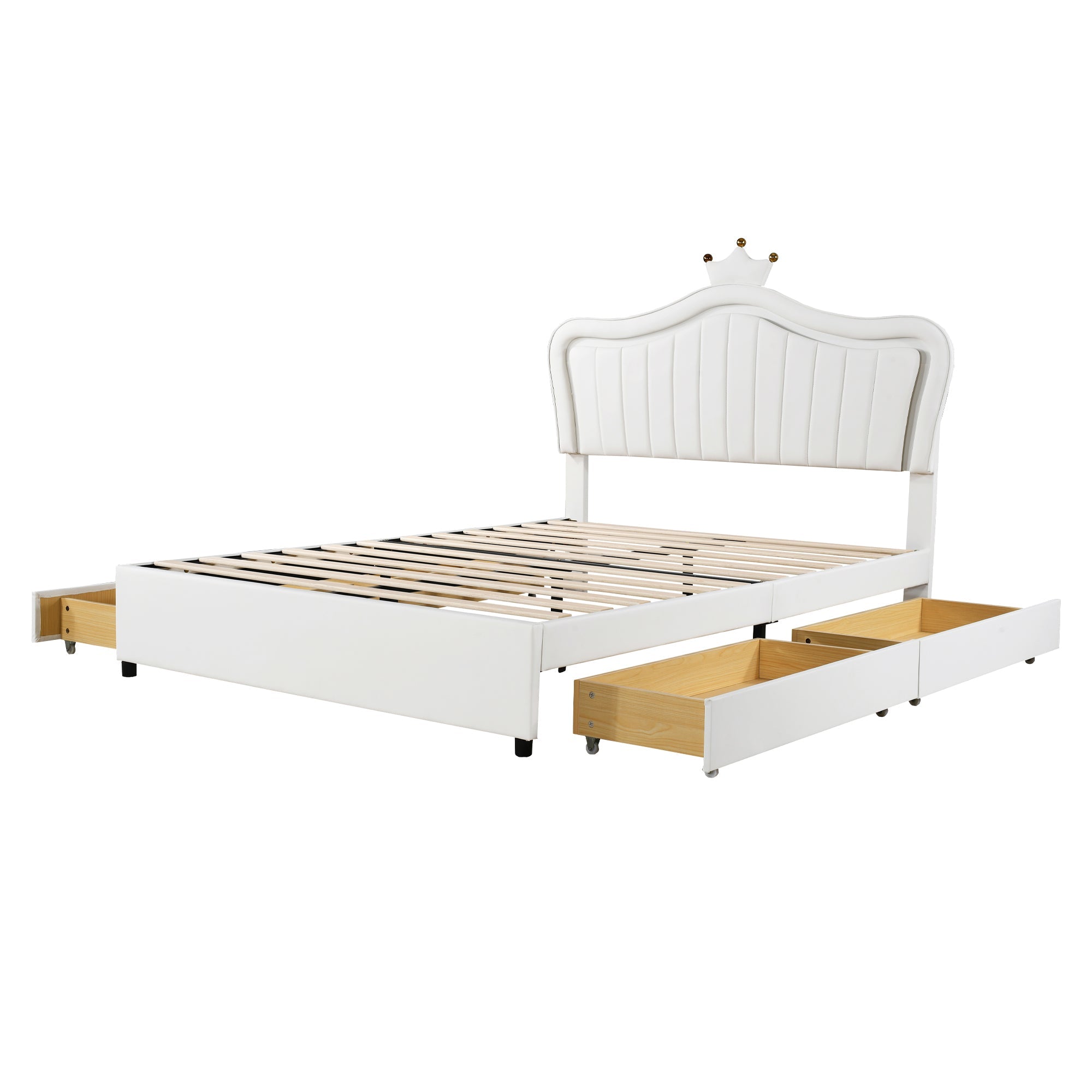 Logidon gestoffeerd bed 140x200 wit kunstleer met LED-verlichting