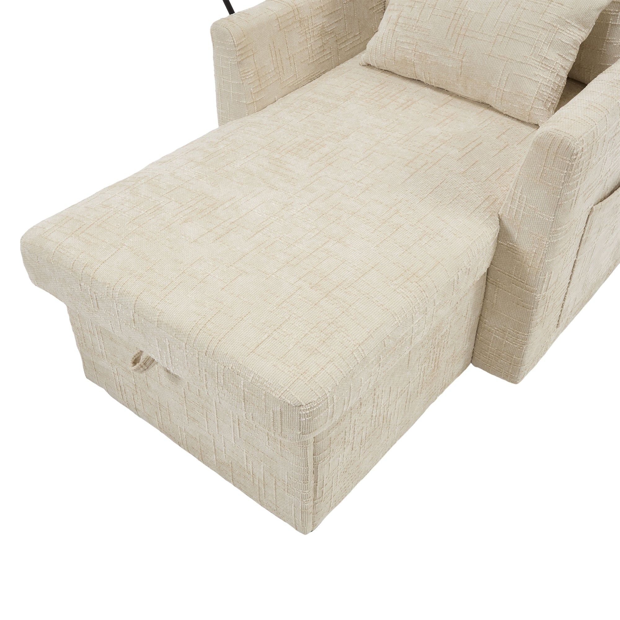 Logidon loungerstoel beige chenille met verstelbare rugleuning