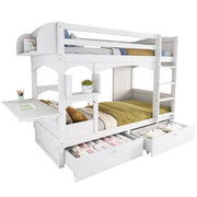 Logidon Kinderstapelbed met opklapbaar bureau Wit 90x200