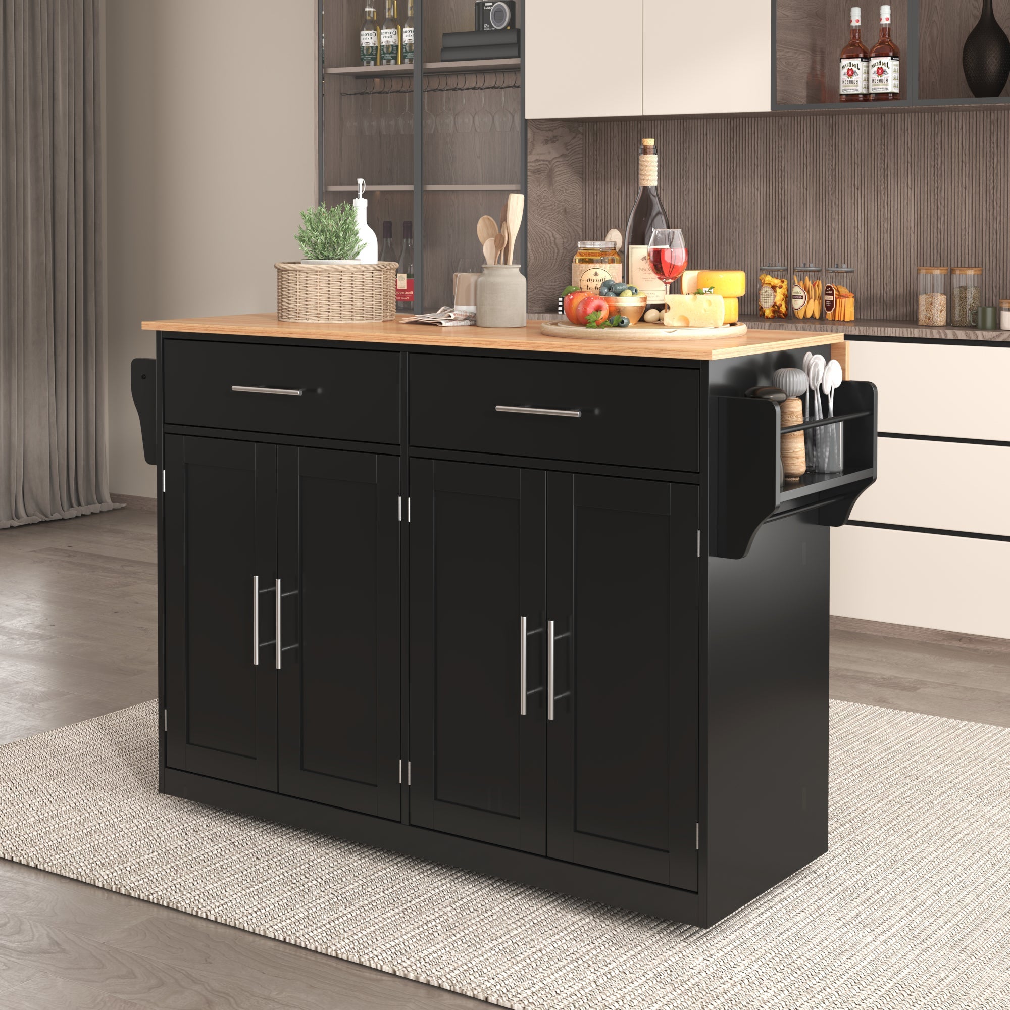 Logidon serving trolley with folding table top black 120x46x91 cm