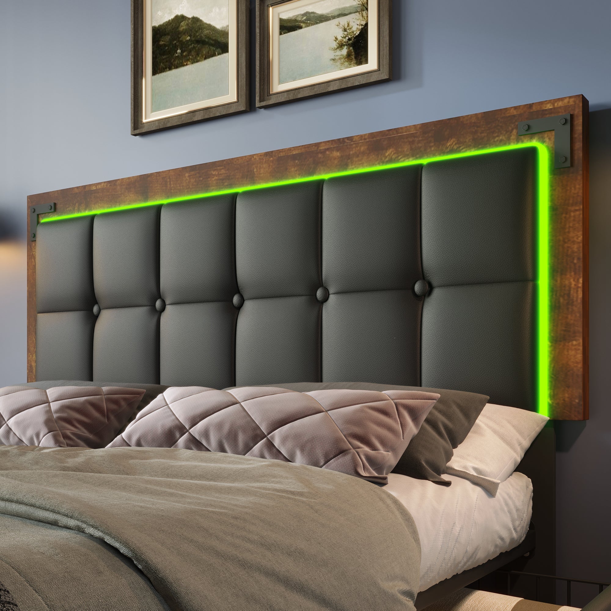 Logidon bedframe 160x200cm met LED-strip en 4 lades zwart
