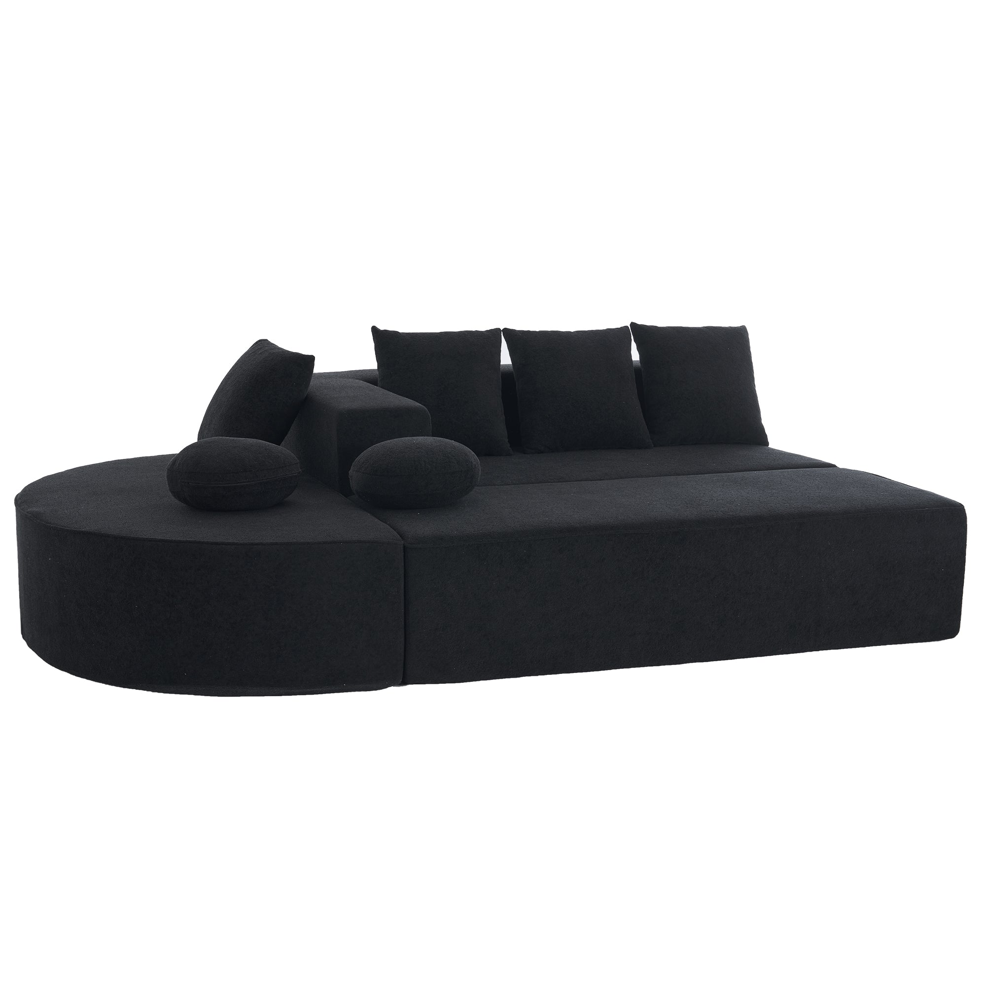 Logidon Cloud Bench Velvet Zwart Modulaire 5-zitsbank