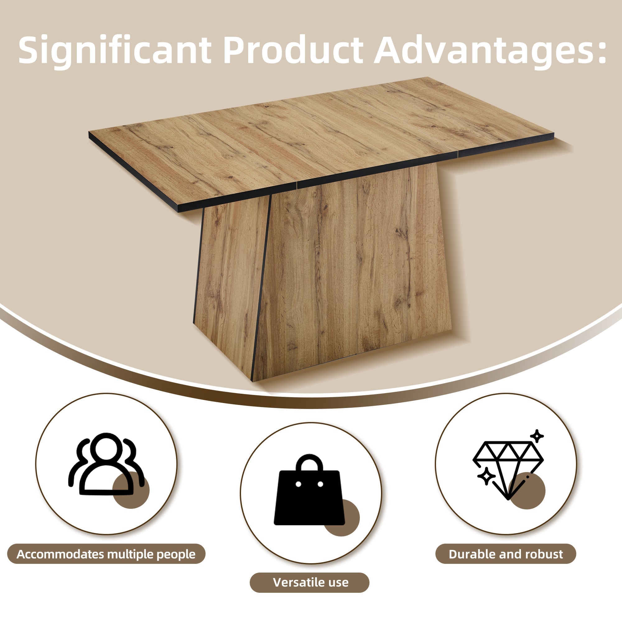 Logidon Modern dining table bistro table 138x80x75 cm MDF light brown