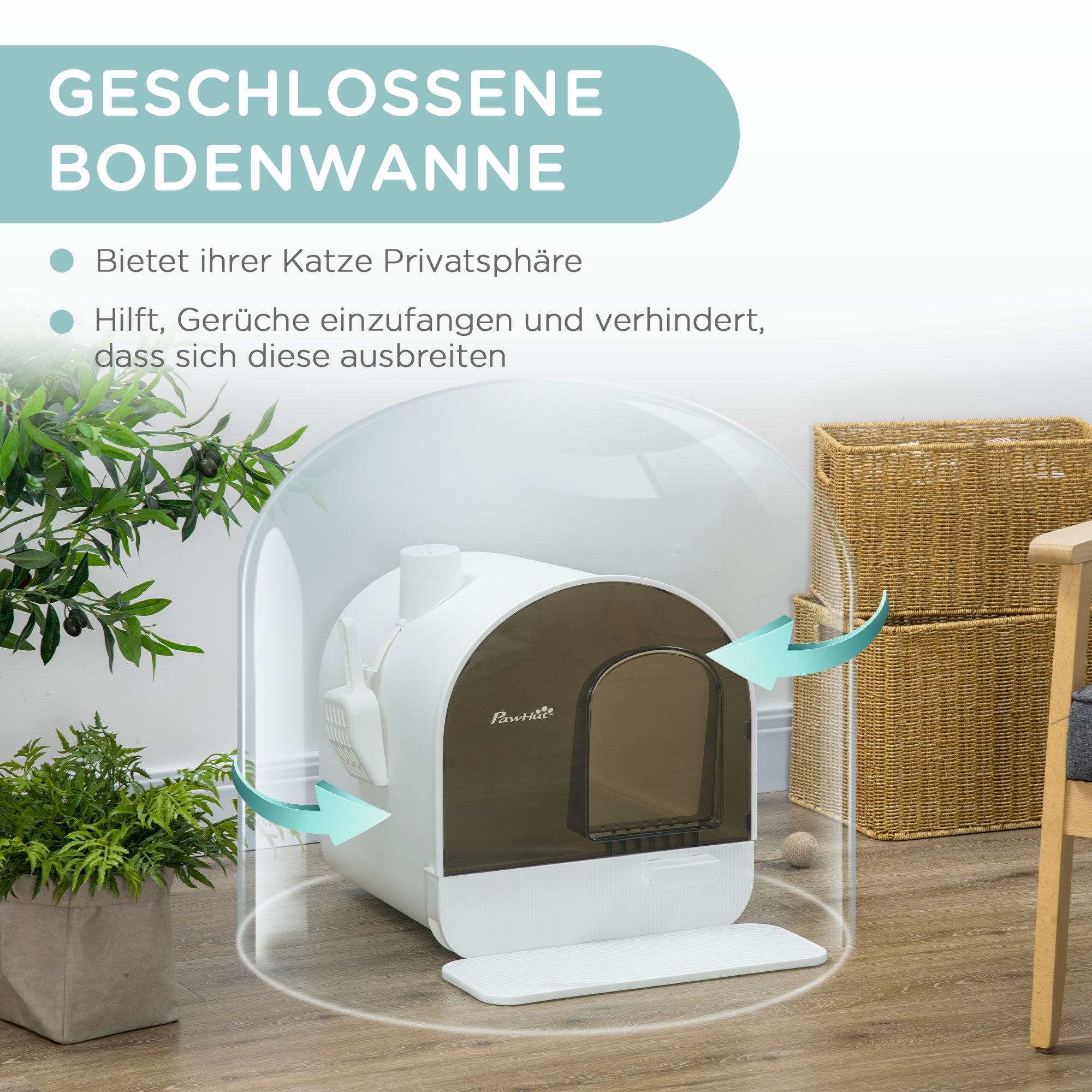 Logidon PawHut Kattenbak Met Kap Wit 43x44x47cm
