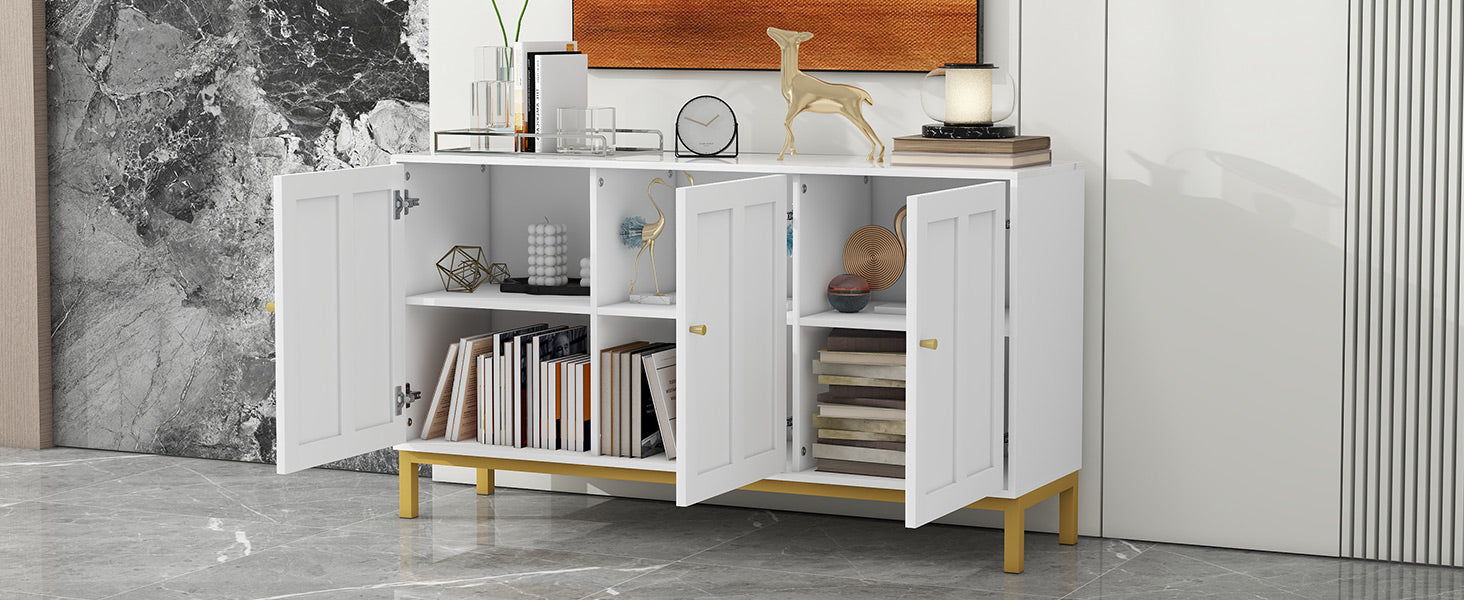 Logidon sideboard 3 doors with marble table top white 140 cm