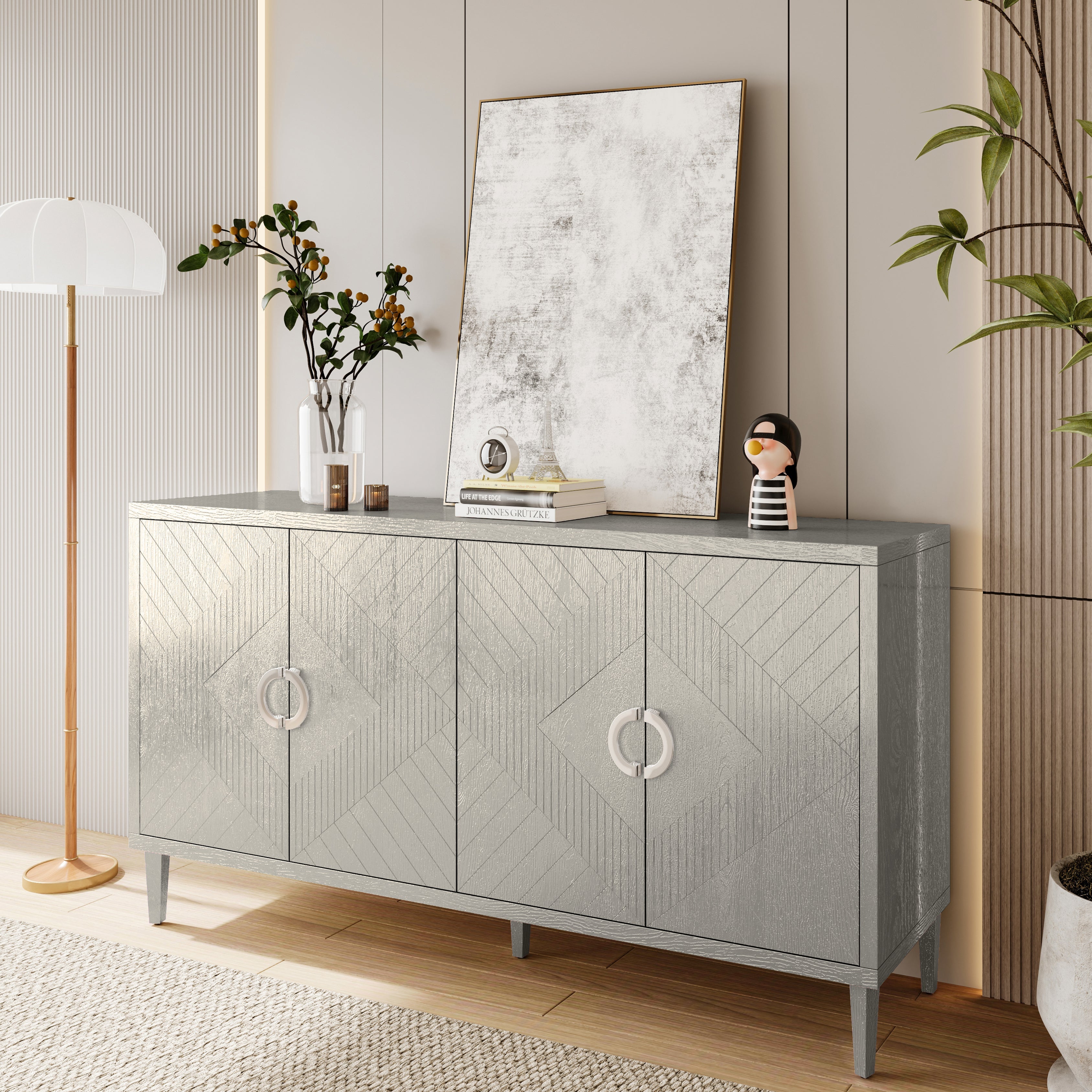 Logidon 152 cm 4-deurskast Champagne MDF Woonkamer