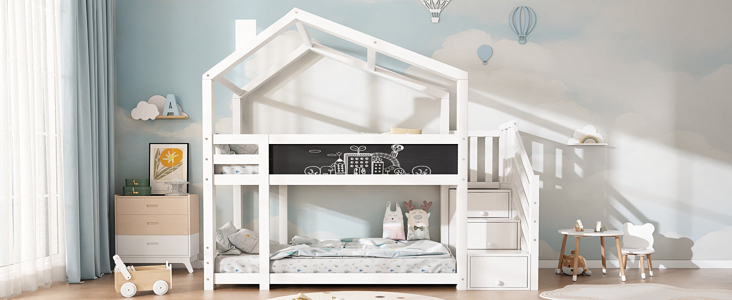 Logidon stapelbed boomhut 90x200 wit met schouw en opbergruimte