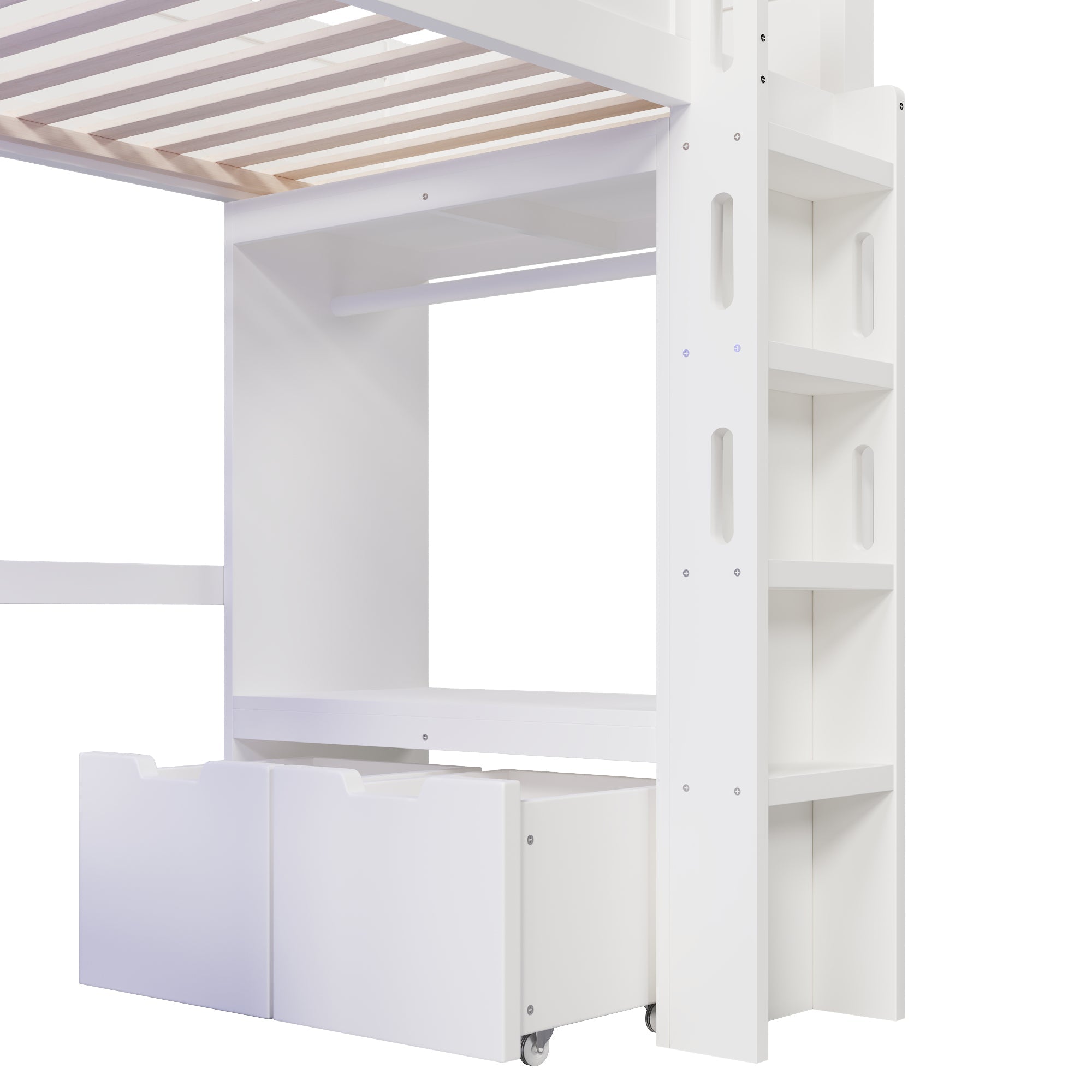 Logidon hoogslaper 90x200cm gamingbed met bureau USB Type C wit