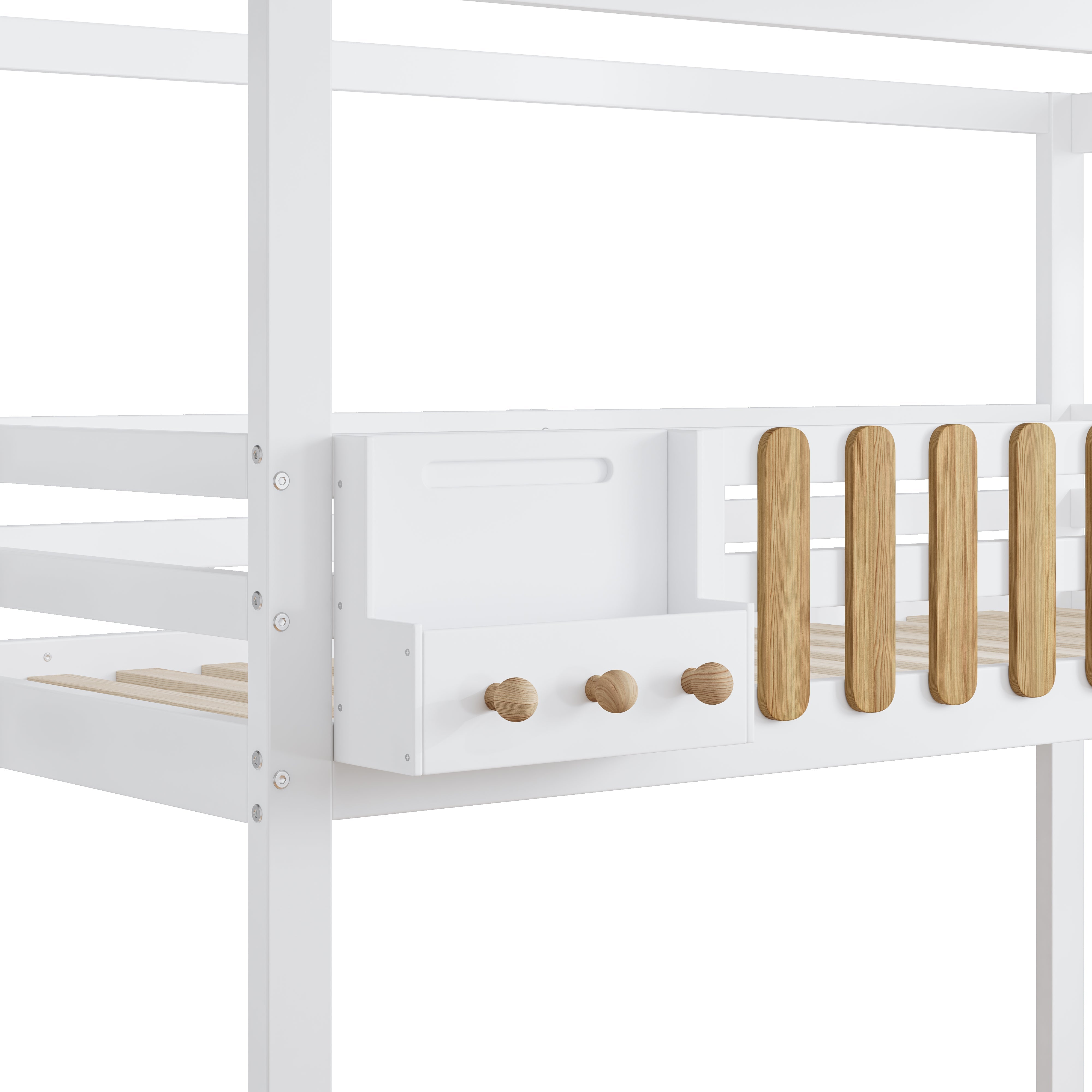 Logidon Bunk Bed With Stairs Window Pine Wood White 90x200 cm