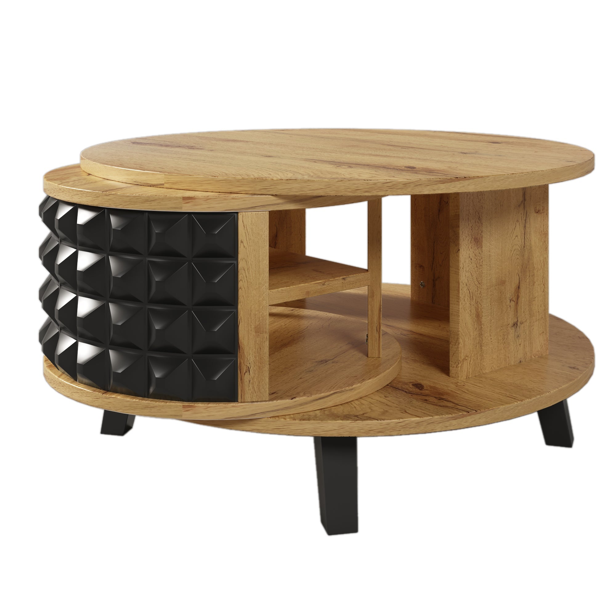 Logidon turntable with hidden shelf natural wood look 85x80x45 cm