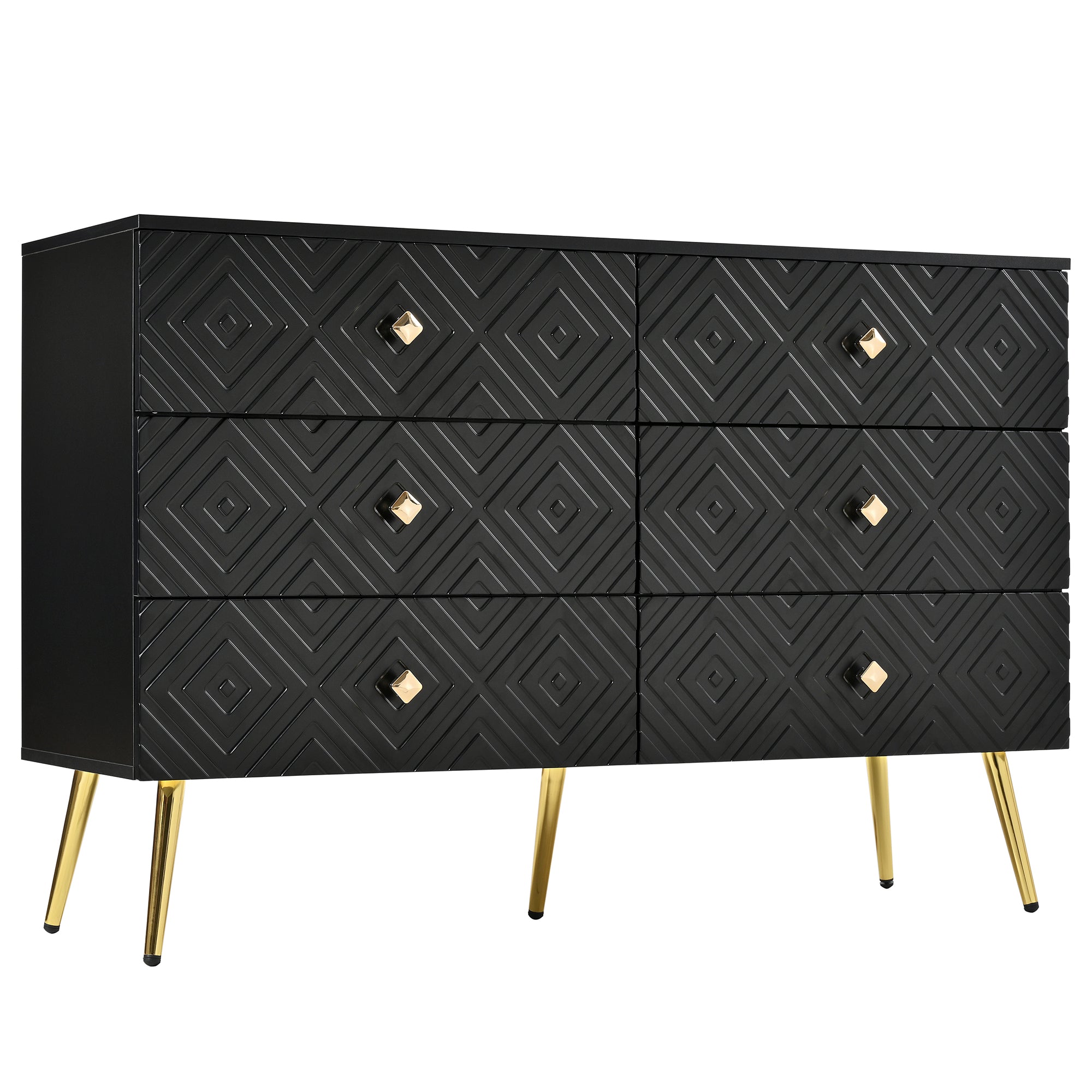 Logidon Ladekast 6 lades zwart goud moderne stijl 120x40x80 cm
