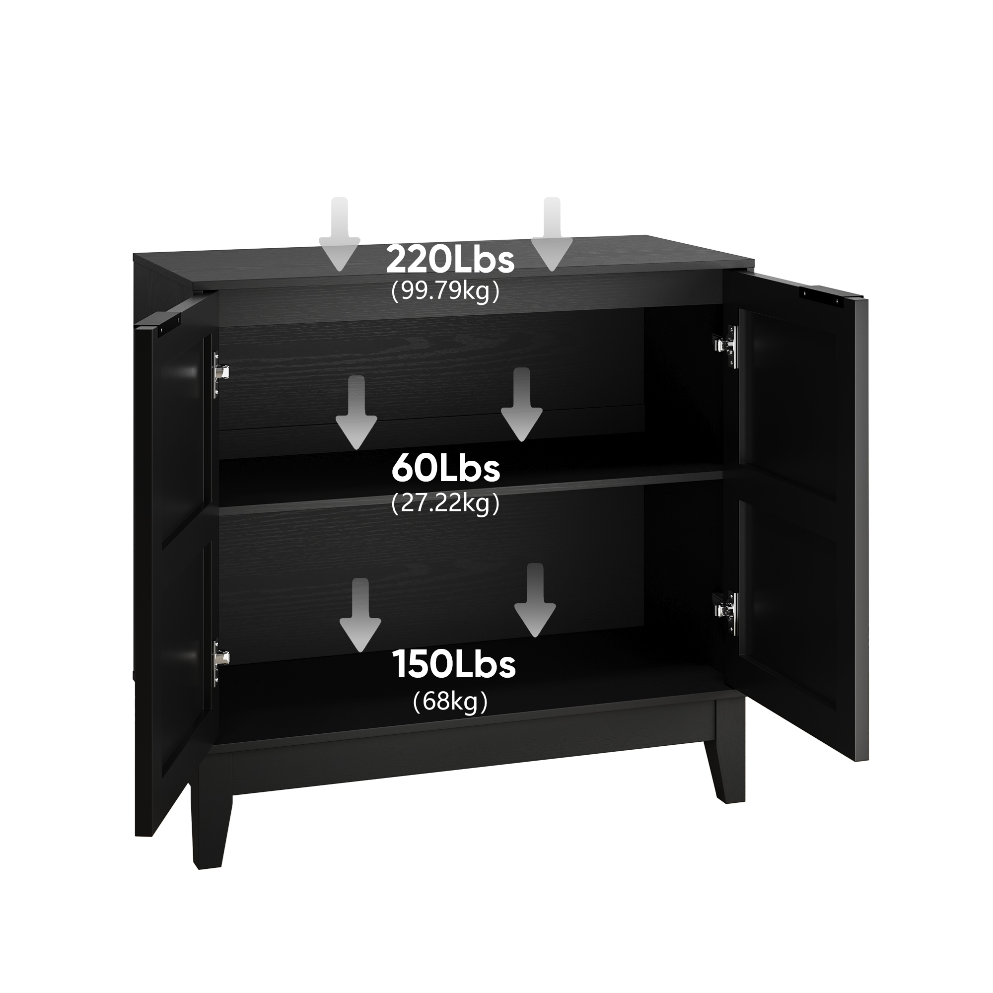 Logidon 80 cm Buffetschrank Schwarz Mit Schnitzwerk Und Verstellbaren Regalen