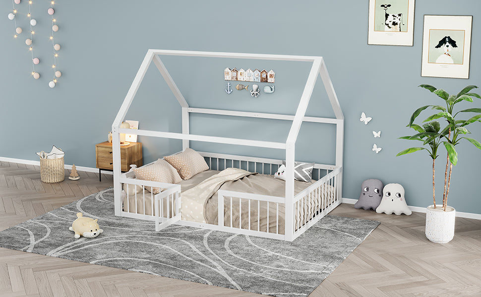 Logidon metalen bed 140x200 wit plat bed met dakframe