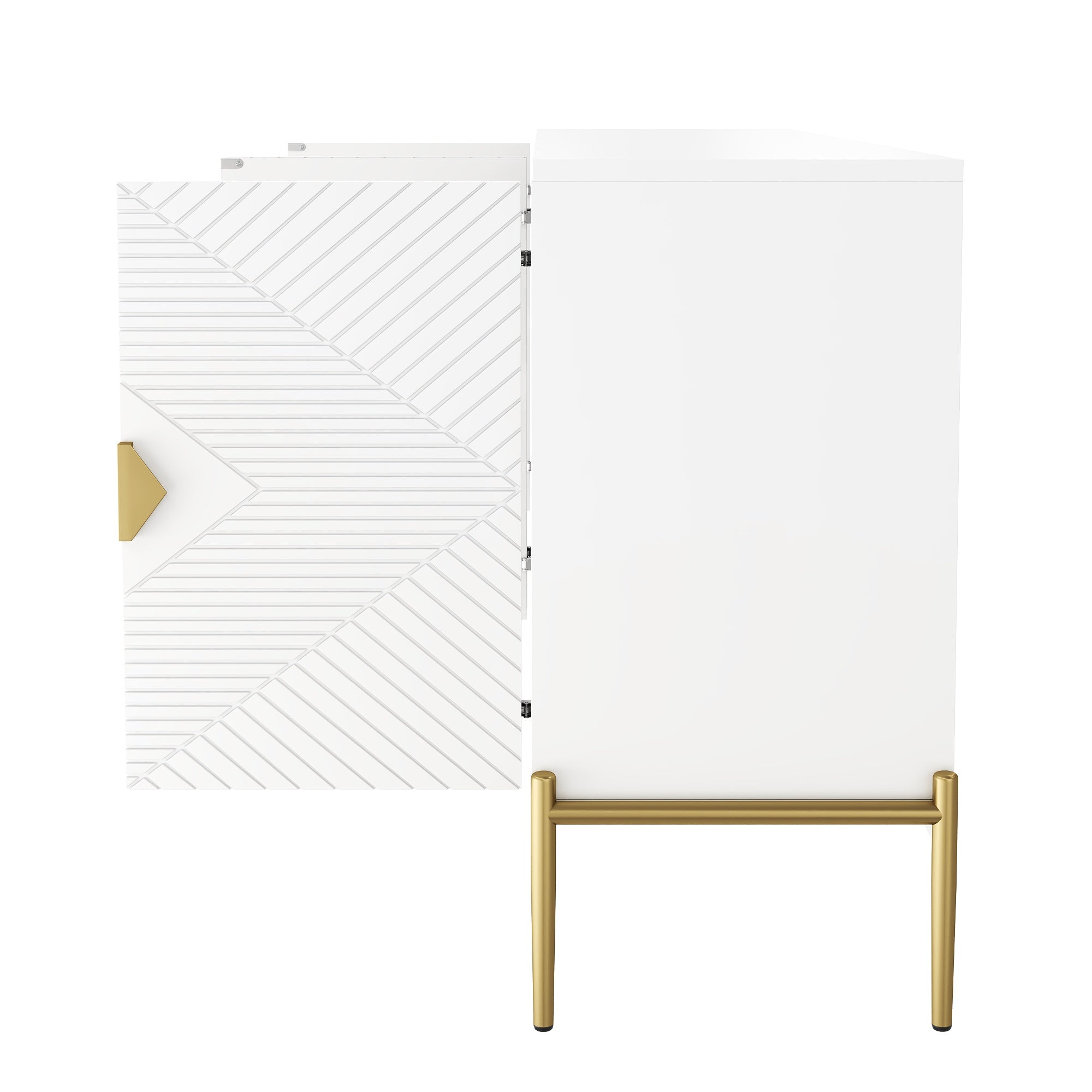 Logidon Modern dressoir wit met gouden details, 4 deuren, 162x40x80