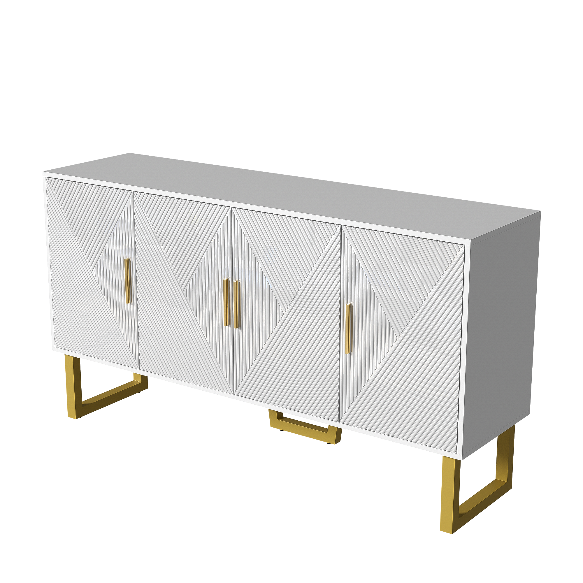 Logidon dressoir 4 deuren 150 cm wit hoogglans gouden handgrepen