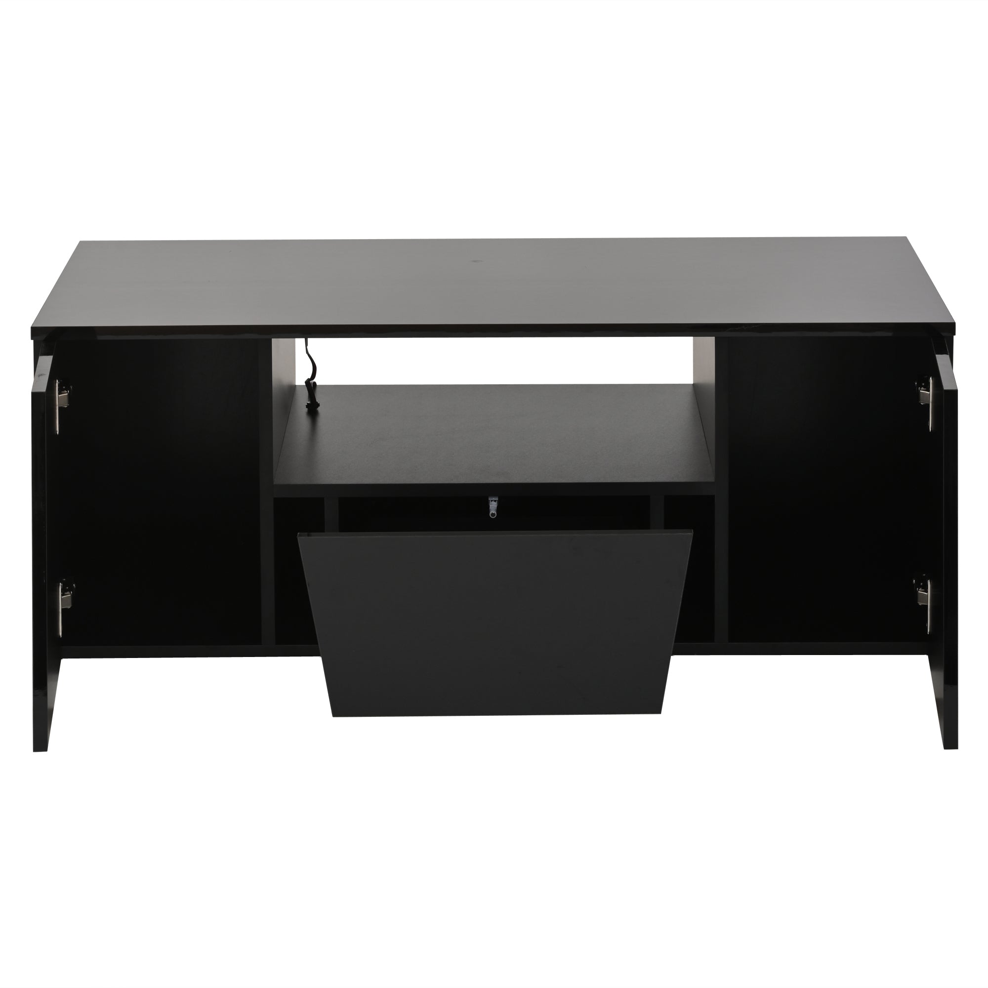Logidon coffee table 100x50x40 cm black with LED 2 cabinets 1 drawer