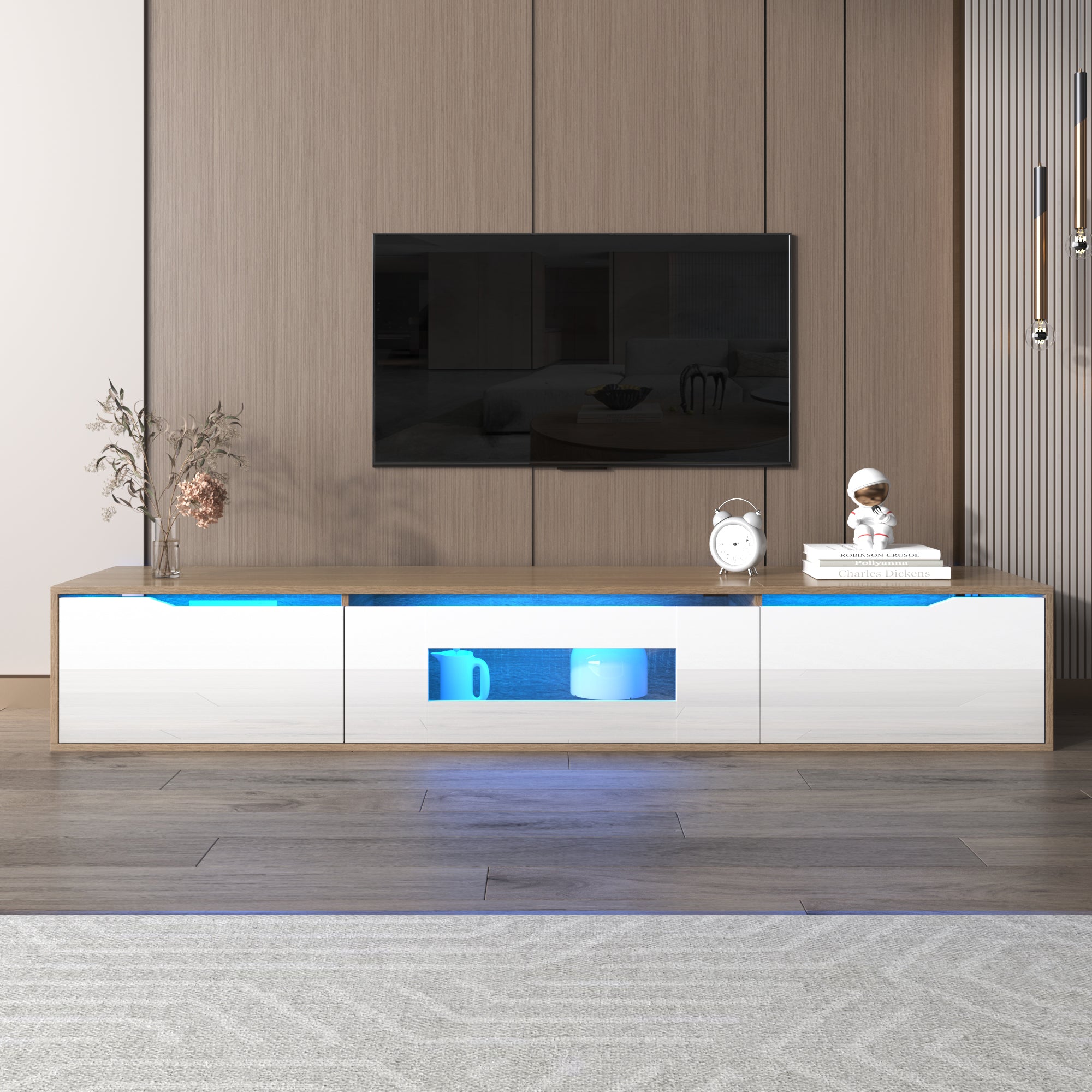 Logidon TV-meubel 180 cm hoogglans wit met kleurwisselende LED