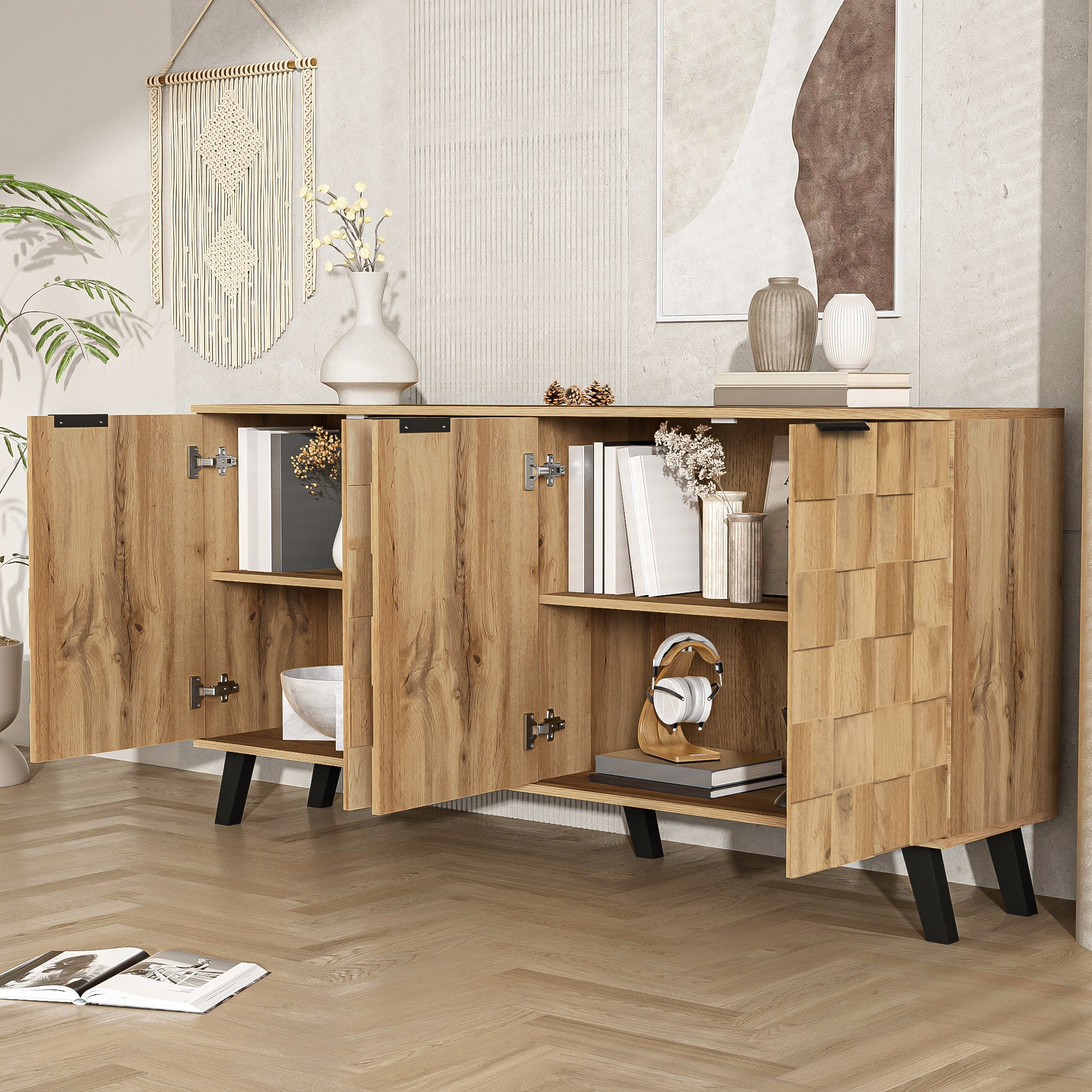 Logidon Modern dressoir vier deuren 160,5 x 35,5 x 78 cm