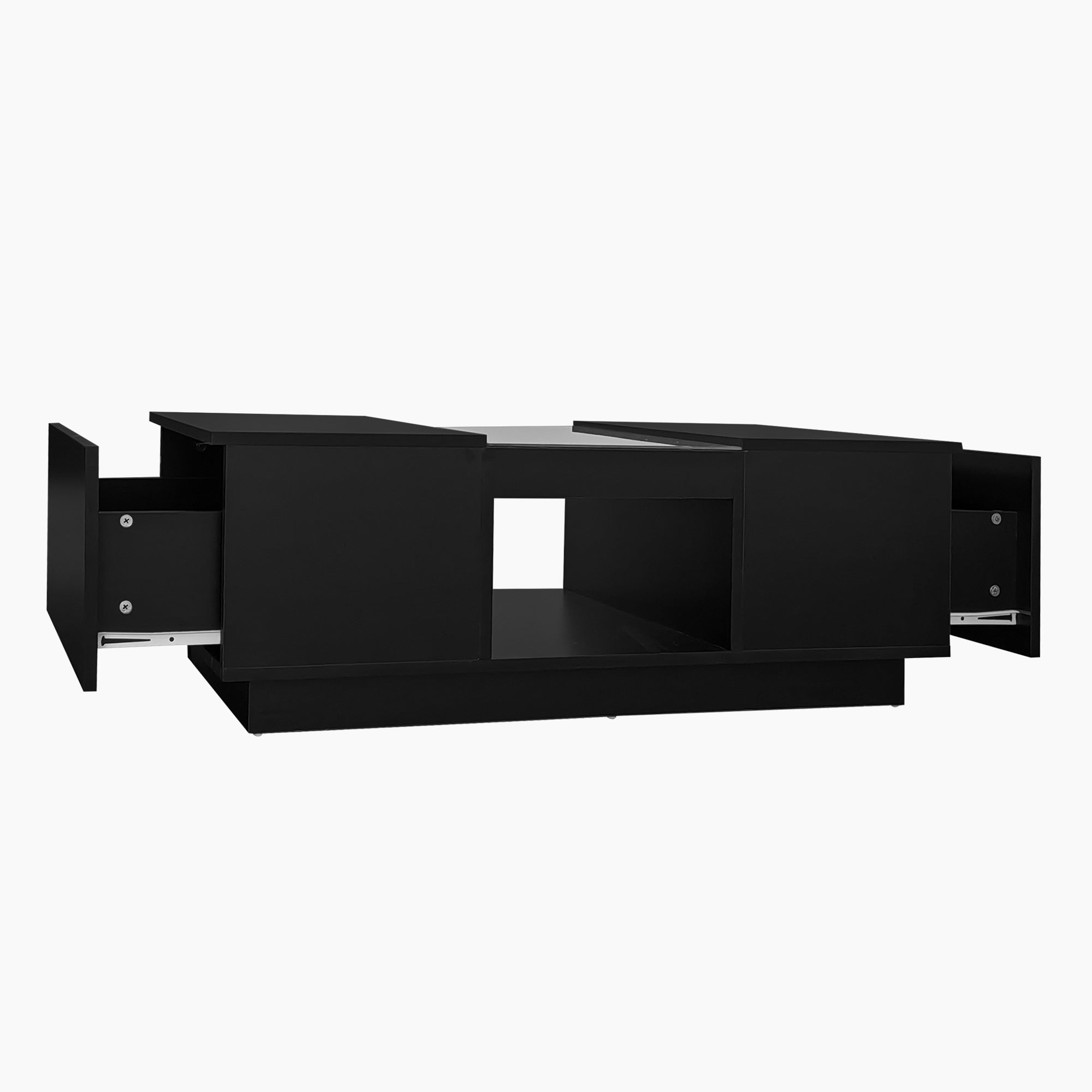 Logidon Zwarte salontafel 100x50x35,5 cm glaspanelen LED