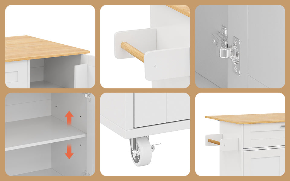 Logidon Mobile Kitchen Table 132.5x70 Cm Oak Grain Folding Top