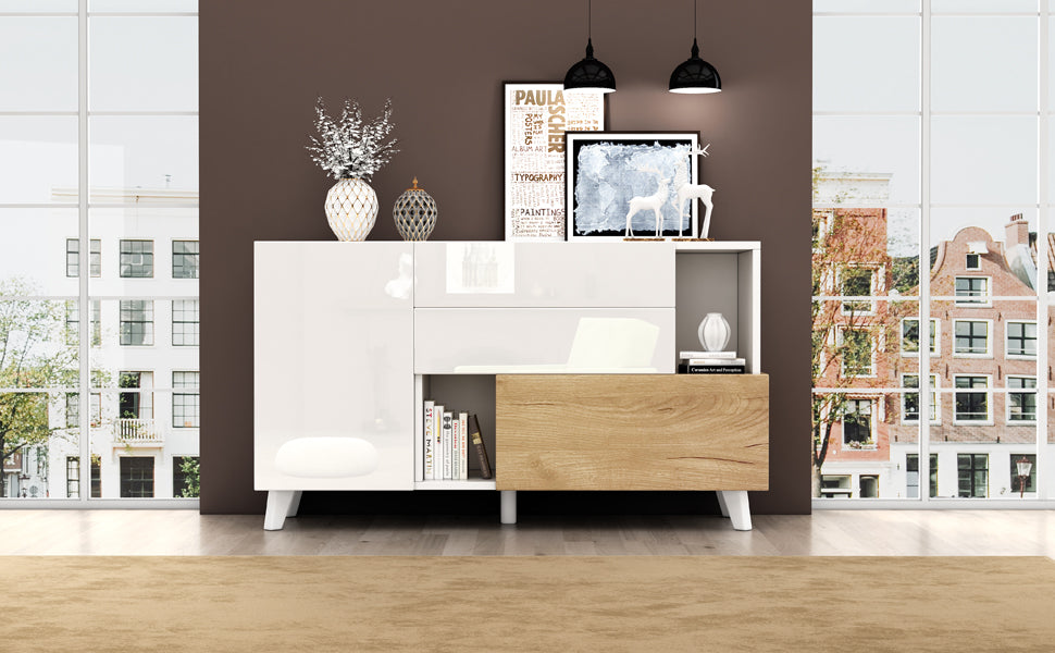 Logidon dressoir hoogglans wit 130x40x70 cm met opbergruimte