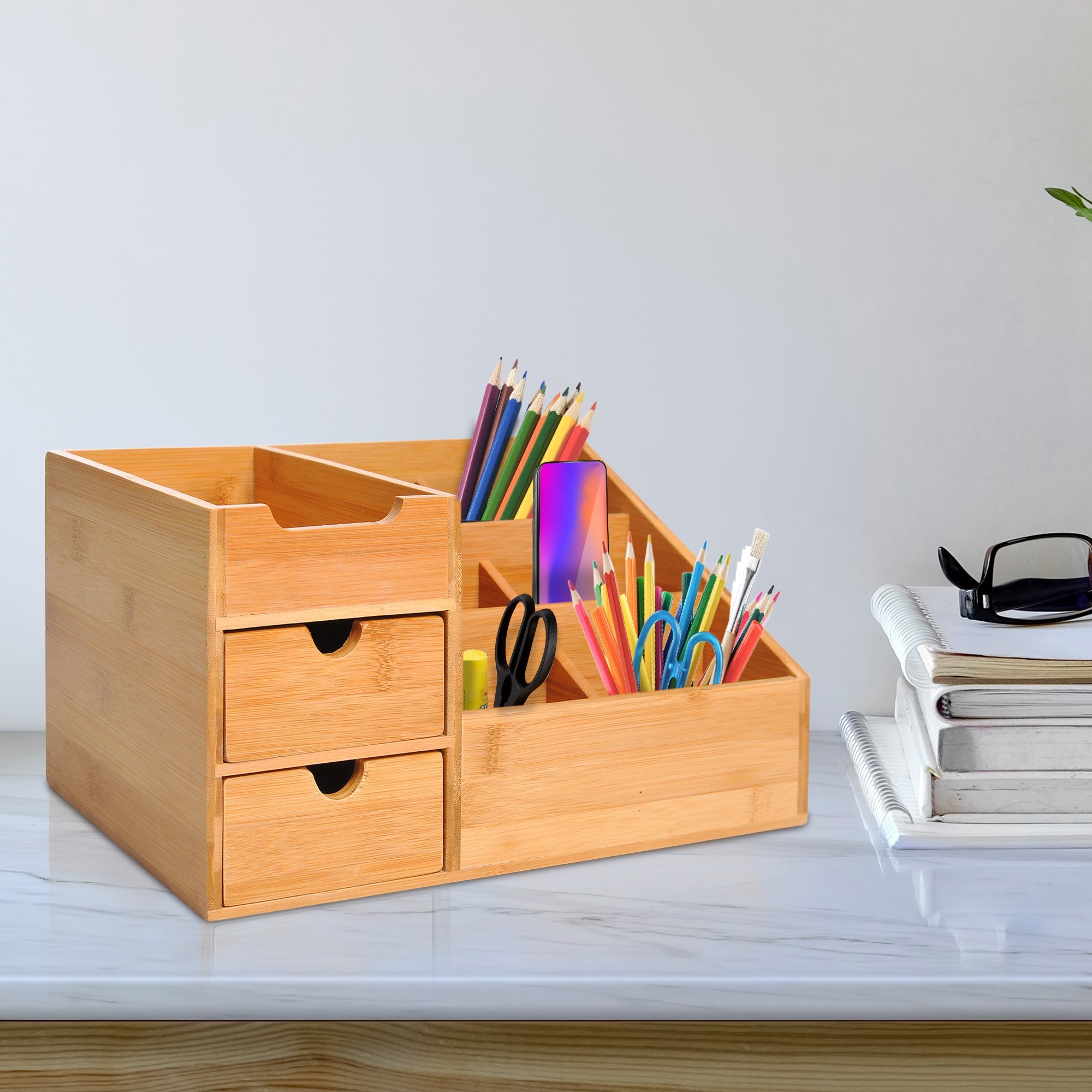 Logidon Bamboe Organizer Naturel 2 Lades L33 B20,5 H15,5 cm