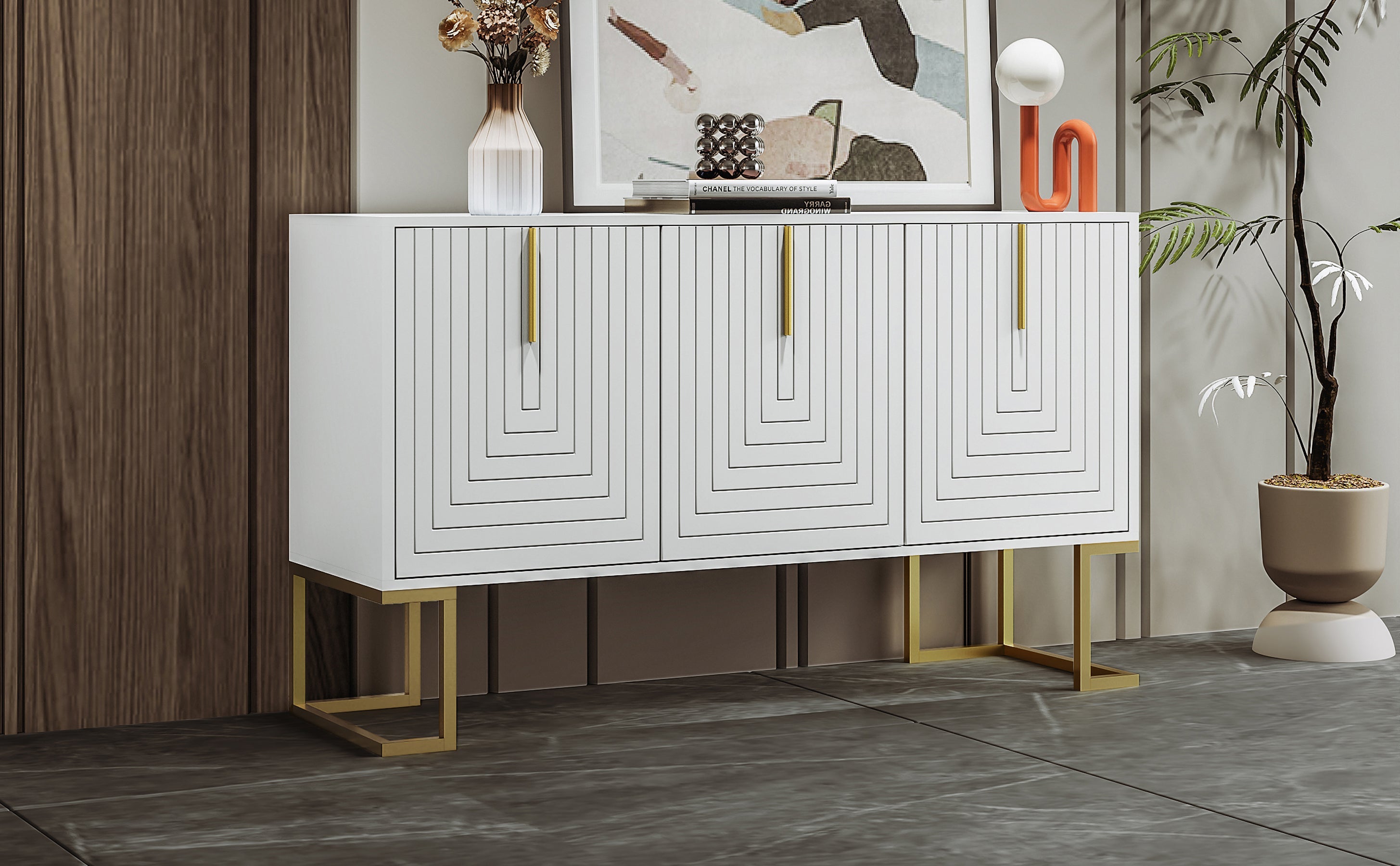 Logidon Dressoir 3 Deuren Met Verstelbare Planken Wit 138 x 40 x 80 cm