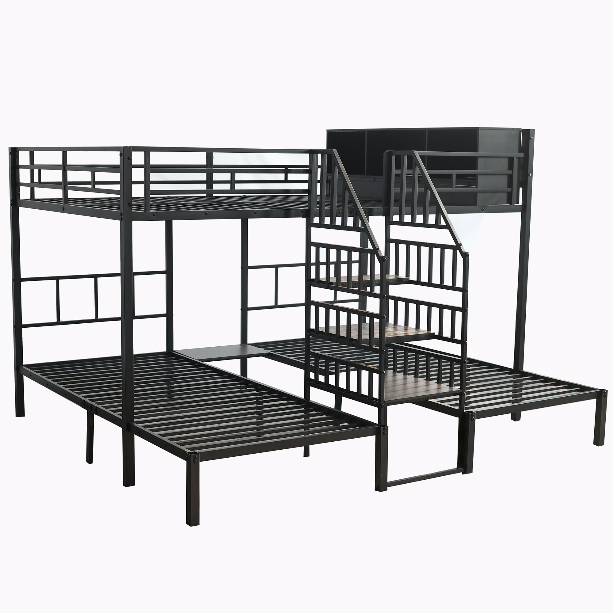 Logidon stapelbed ijzer zwart met drie slaapplaatsen 90x200cm