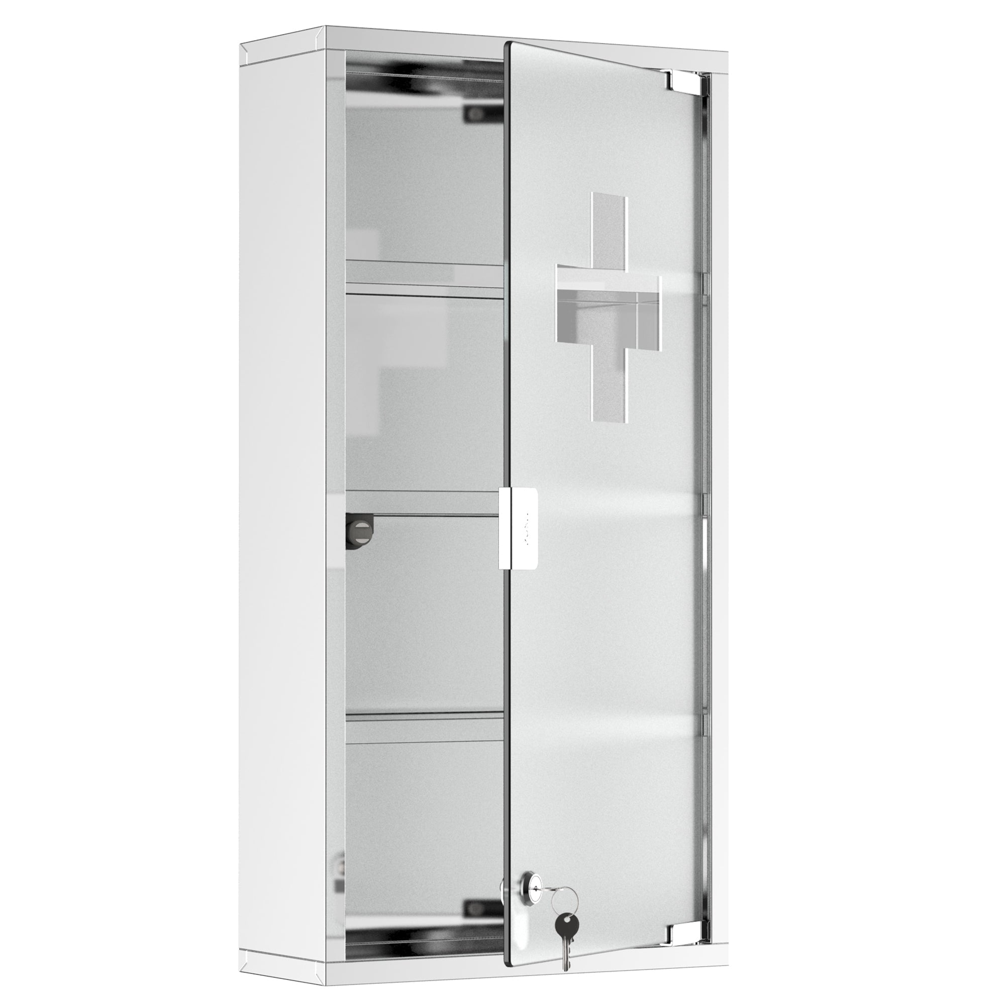 Logidon medicijnkastje RVS met slot 30 cm x 12 cm x 60 cm