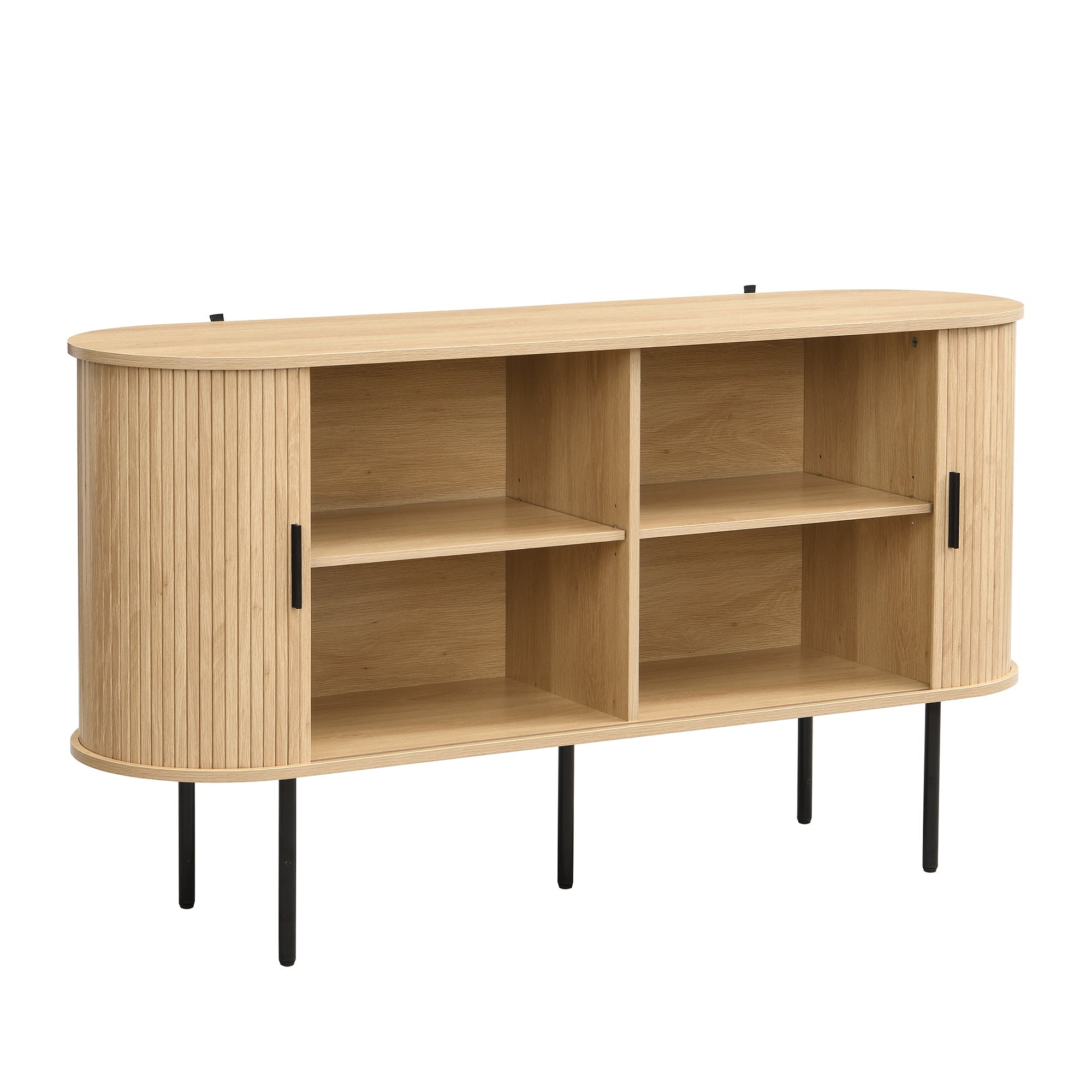 Logidon Modern MDF dressoir met rolluikdeuren en aluminium handgrepen