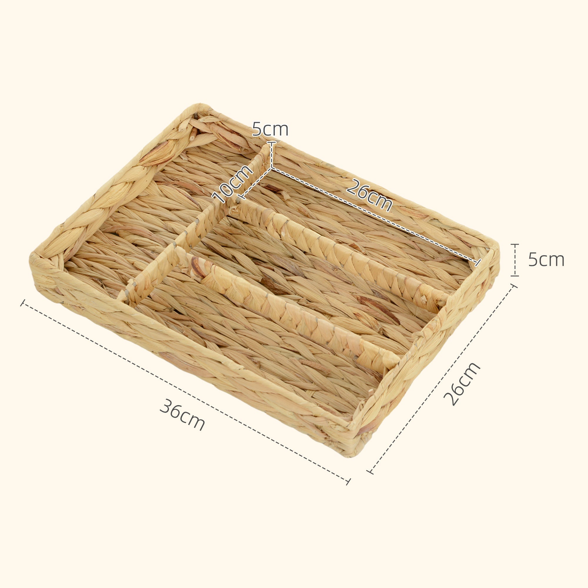 Logidon set van 2 waterhyacint opbergmanden 36x26x5 cm naturel