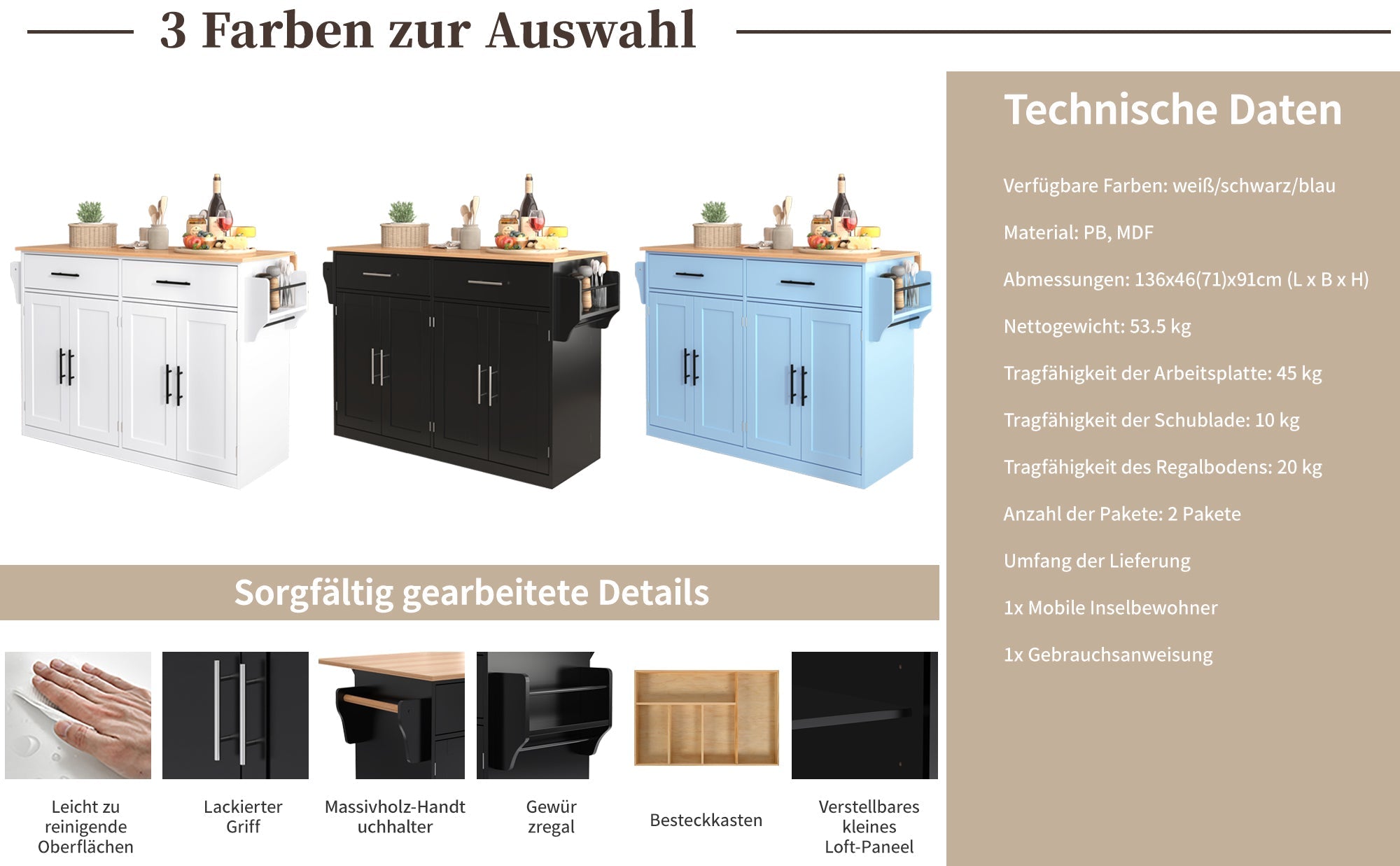 Logidon serving trolley with folding table top black 120x46x91 cm