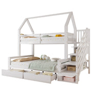 Logidon stapelbed kinderbed wit 90x200 en 140x200 met dakdesign