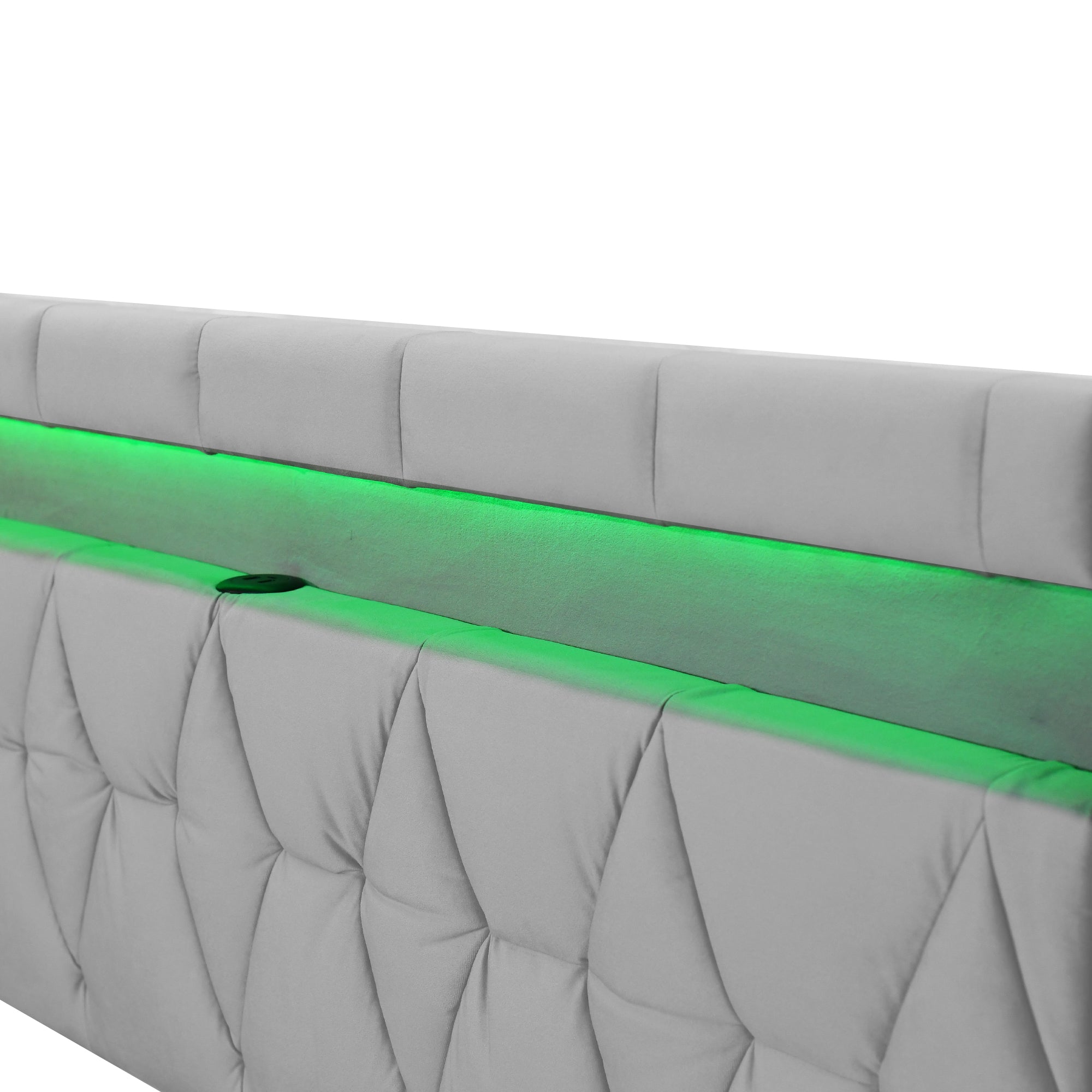 Logidon Elegant gestoffeerd bed 160x200 grijs met LED en USB opbergruimte