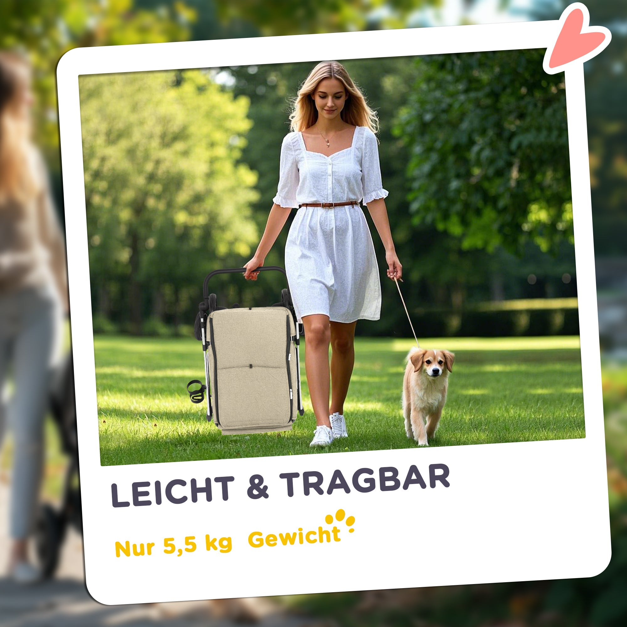 Logidon Hondenkar Lichtgewicht Aluminium Buggy Kaki Tot 10 kg