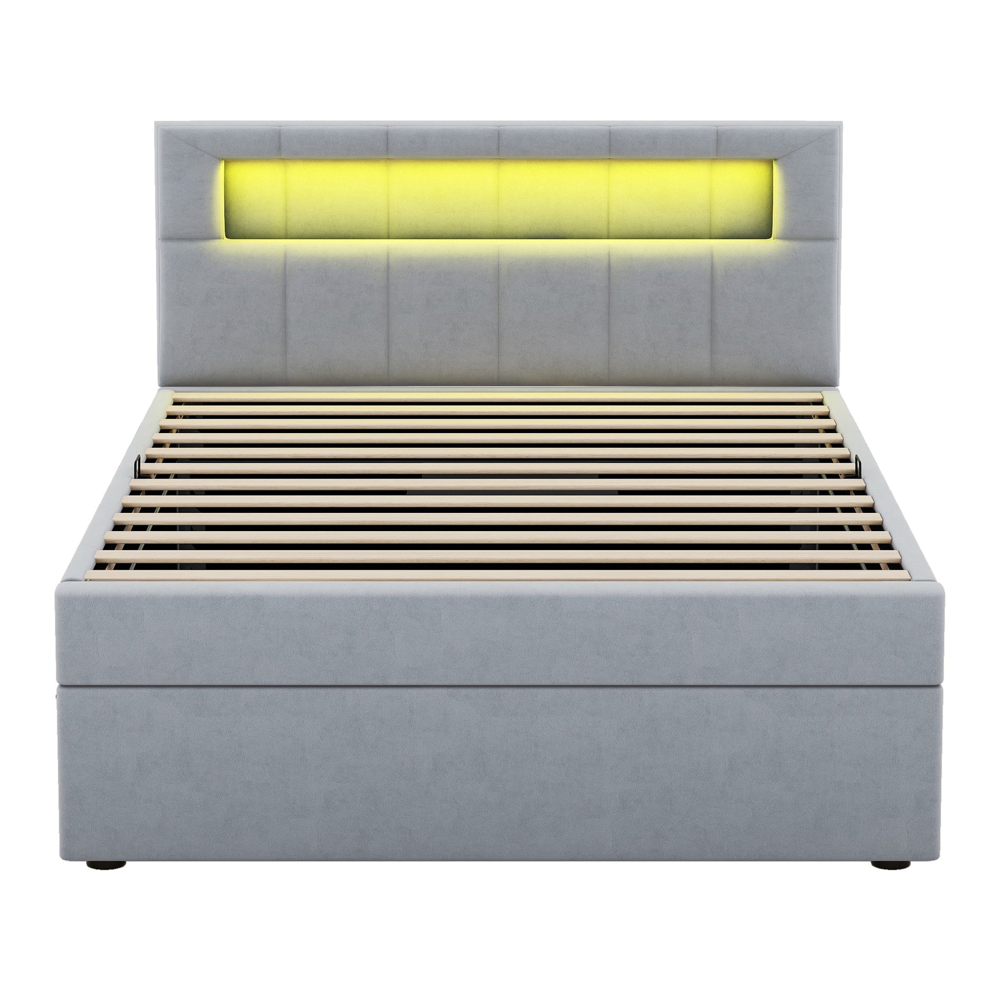 Logidon flat bed 90x200 velvet gray ambient light headboard