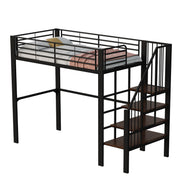 Logidon hoogslaper 90x200 met opbergruimte en trap zwart metaal