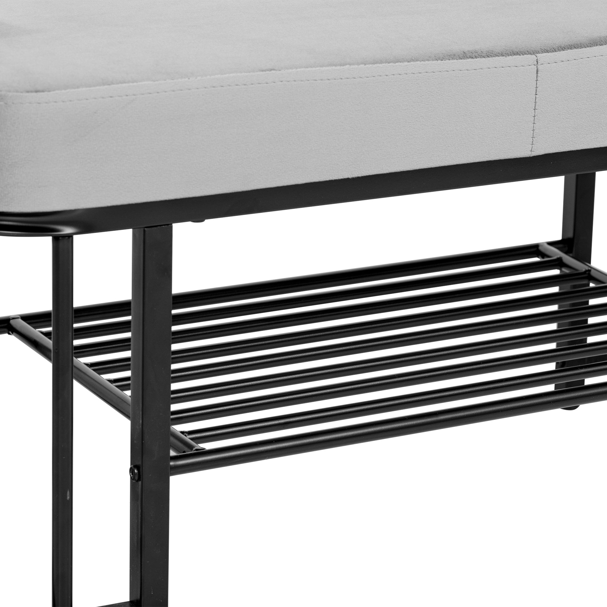 Logidon moderne schoenenbank met fluwelen zitting en grijs metalen frame